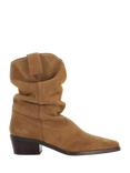 Dune Prims Suede Slouchy Western Boots, Sand