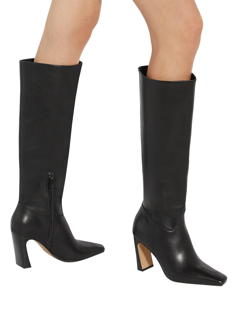 Product image 2 of 6, which shows Dune Sliding Leather Knee High Boots, Black, EU36
