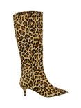 Dune Smooth Leather Leopard Pointed Knee High Boots, Multi