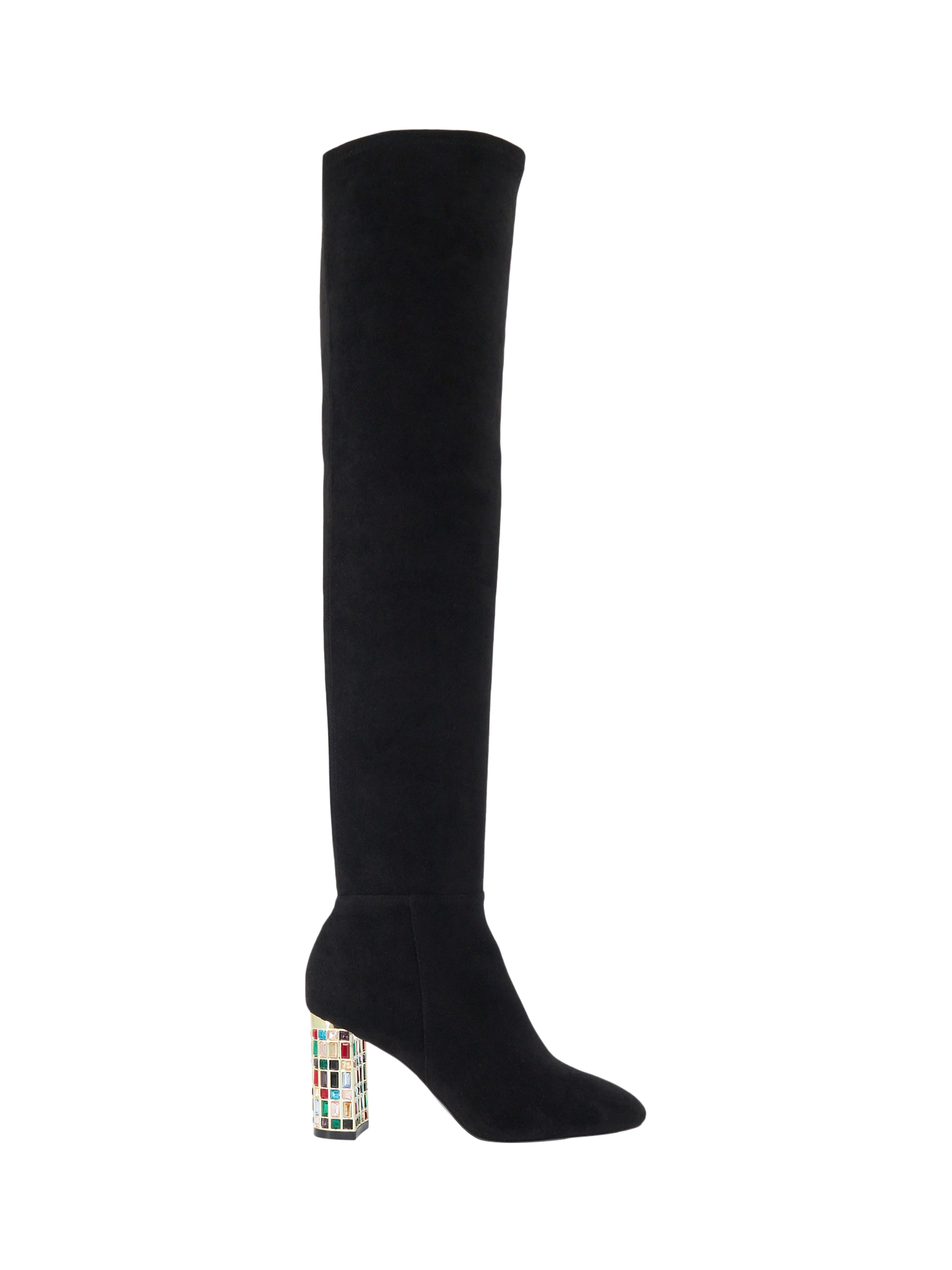 Dune Stylish Contrast Heel Knee High Boots Black