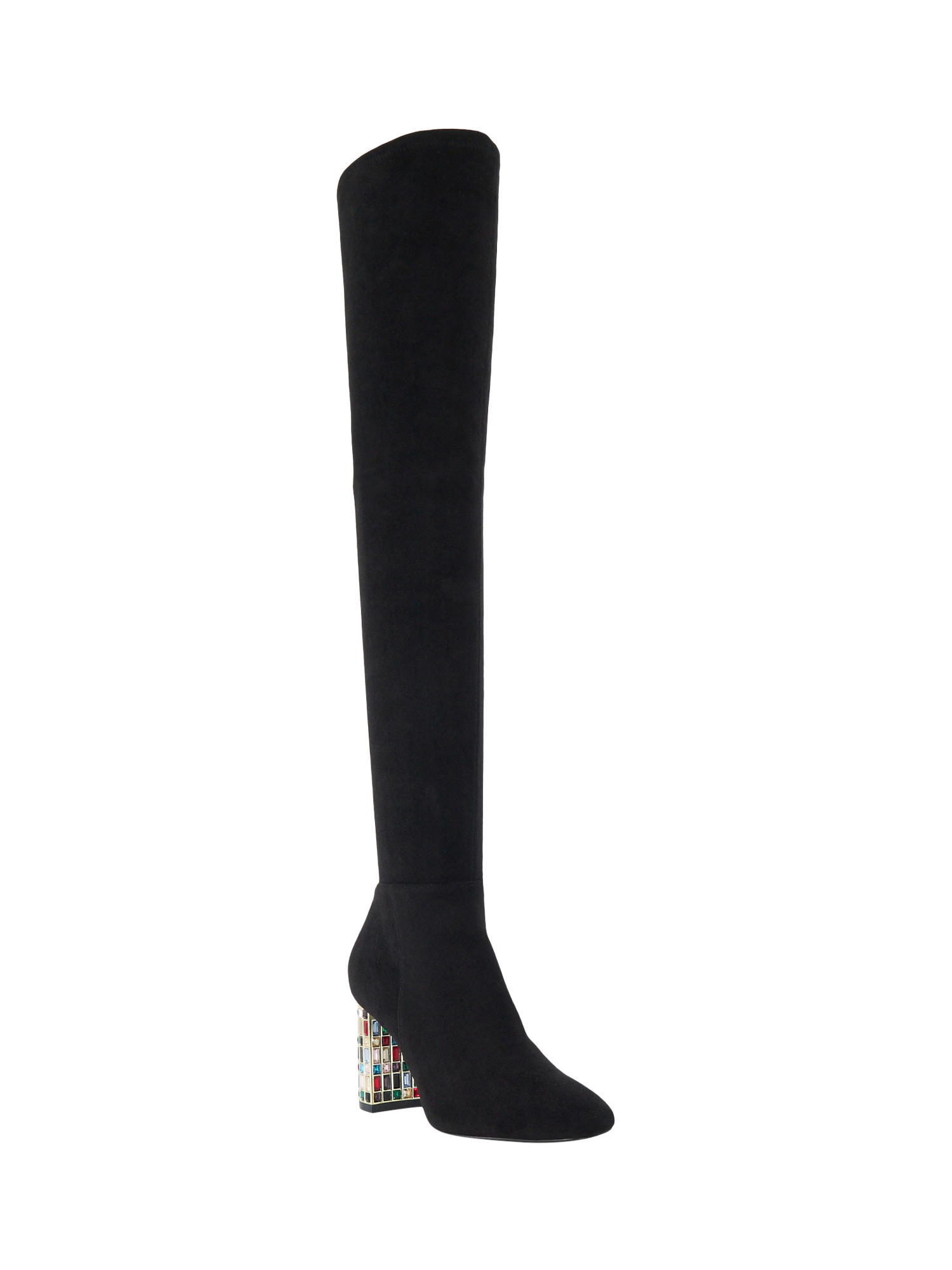 Product image 3 of 6, which shows Dune Stylish Contrast Heel Knee High Boots, Black, EU36