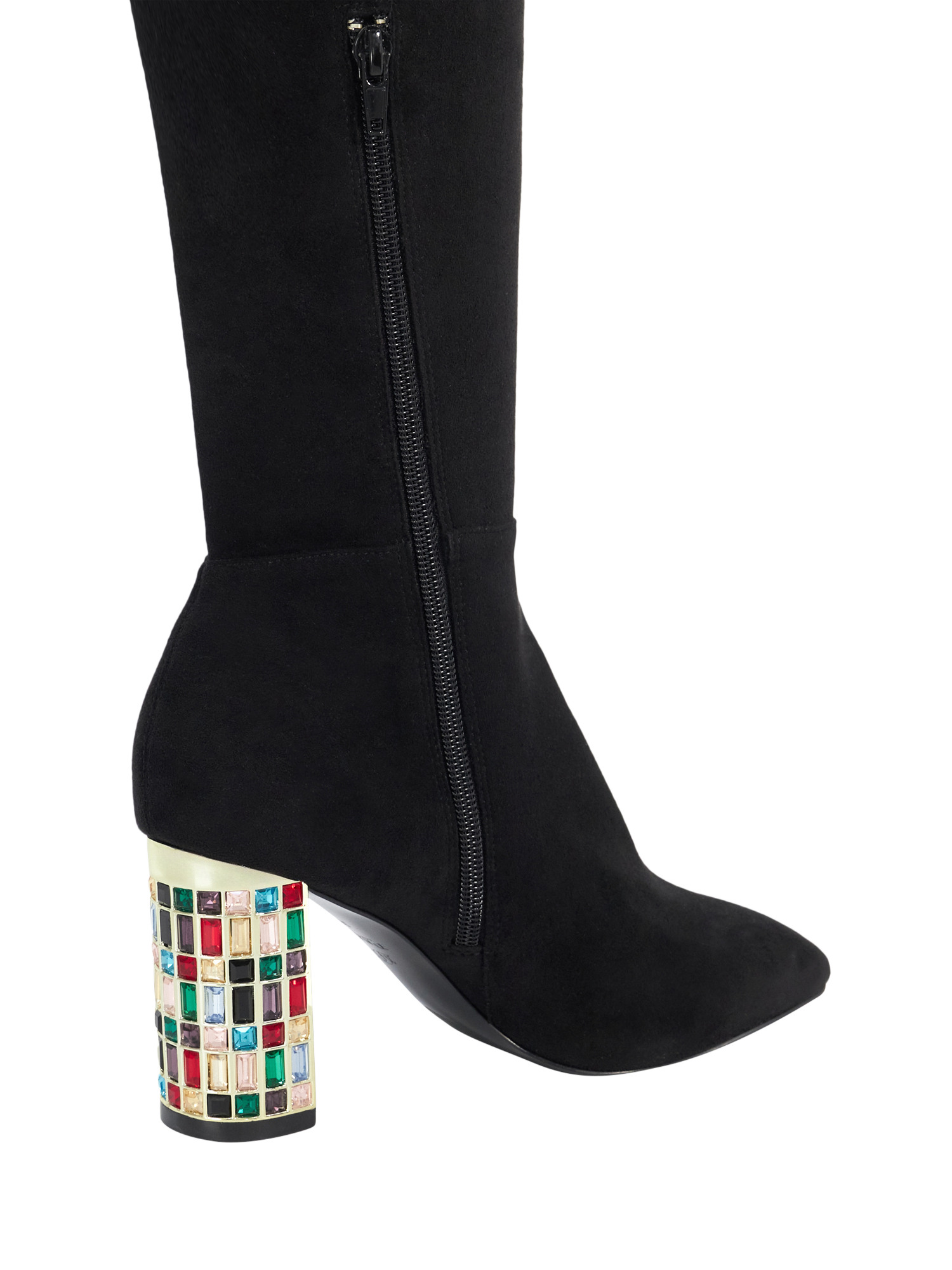 Product image 5 of 6, which shows Dune Stylish Contrast Heel Knee High Boots, Black, EU36