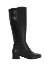 Dune Signature Leather Knee High Boots Black