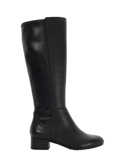 Dune London Tayla Wide Fit Leather  Knee High Boots, Black, Black