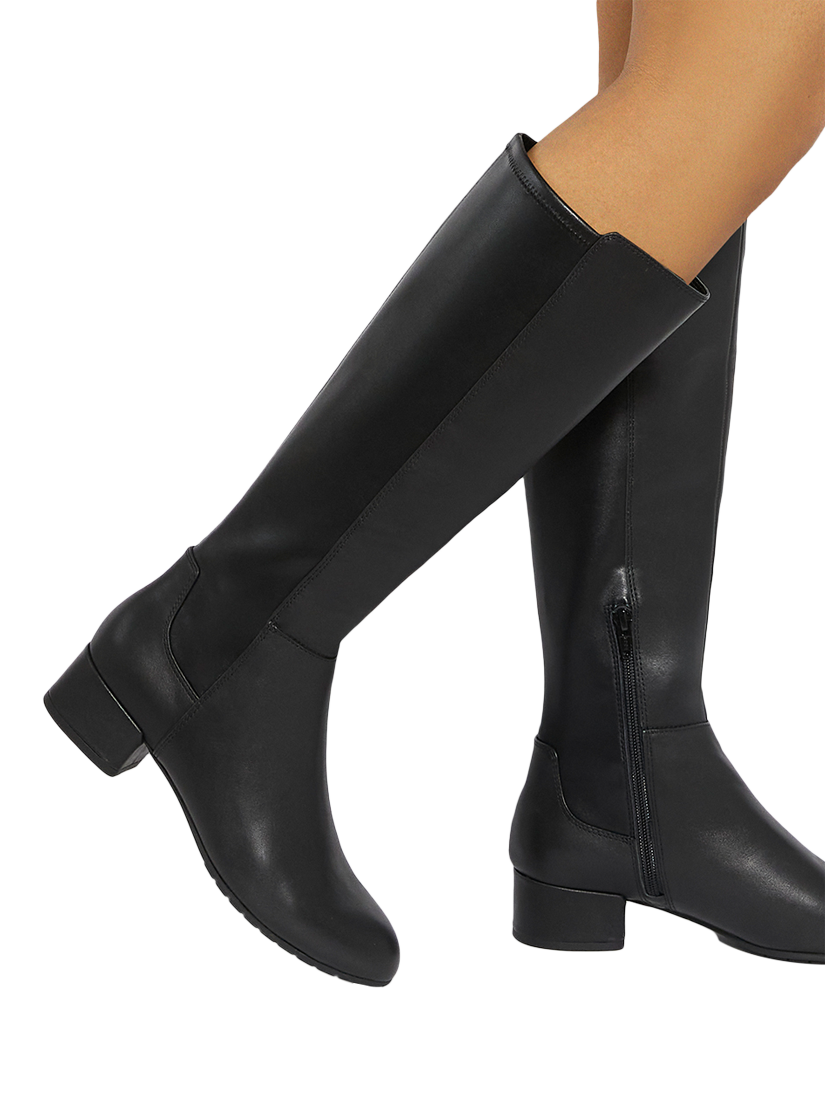 Dune black leather knee high boots hot sale