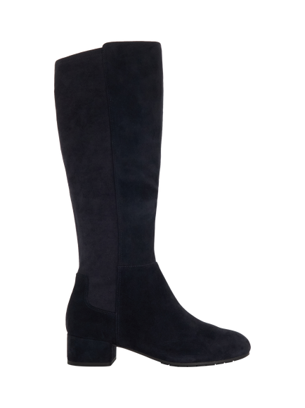 Dune London Tayla Wide Fit Suede Knee High Boots, Navy, Navy