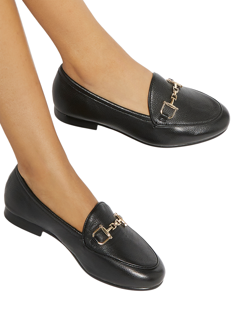 Product image 2 of 6, which shows Dune London Glair Wide Fit Leather Loafers, Black, EU36
