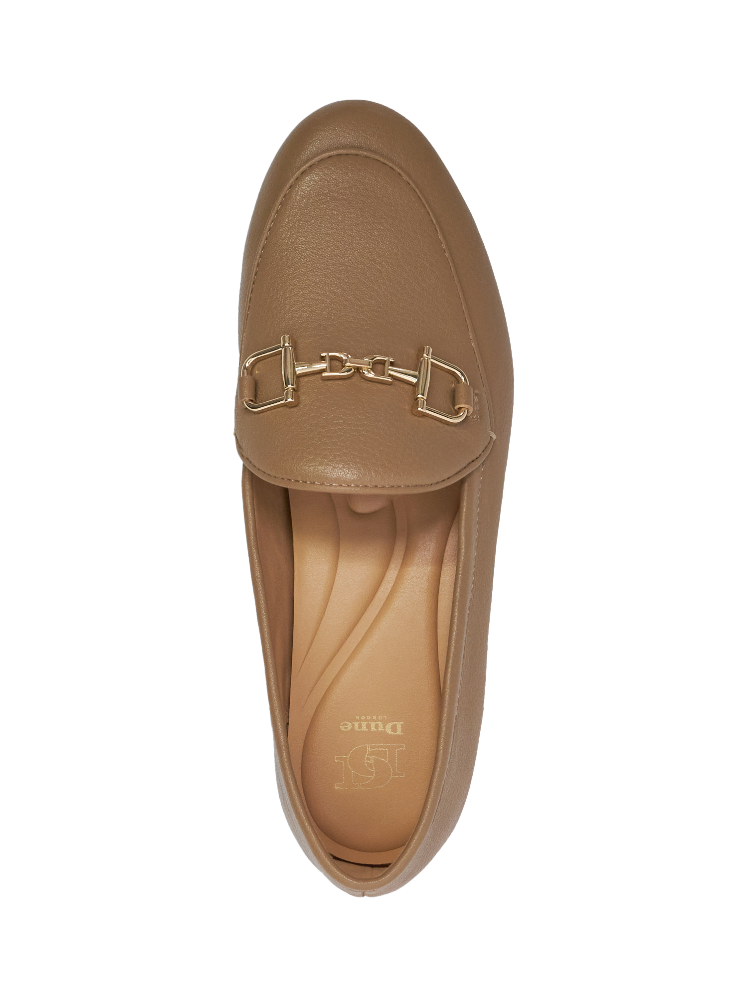 Product image 2 of 6, which shows Dune London Glair Wide Fit Leather Loafers, Caramel, EU36