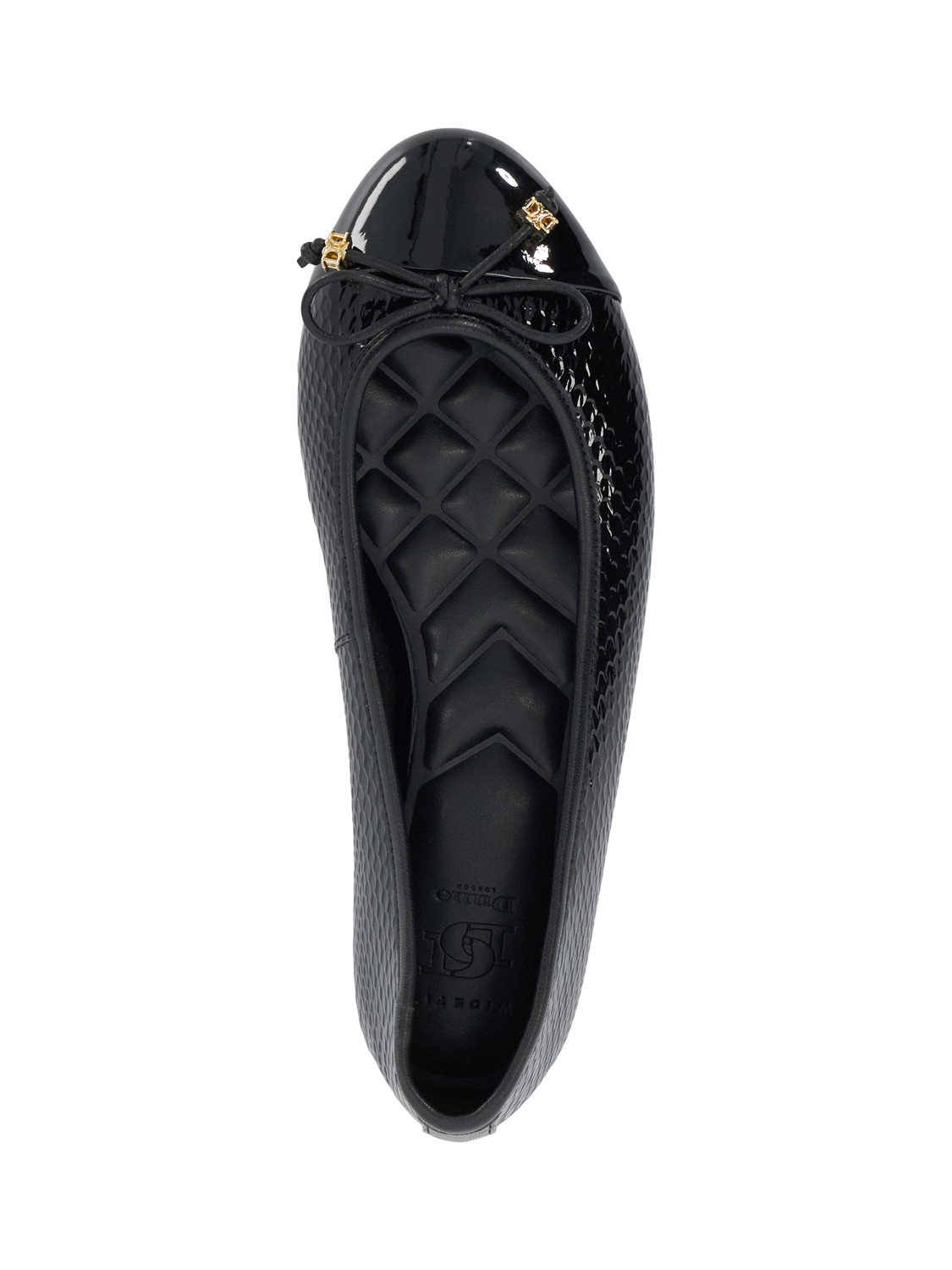 Product image 2 of 6, which shows Dune London Hallo Wide Fit Ballerina Pumps, Black, EU36