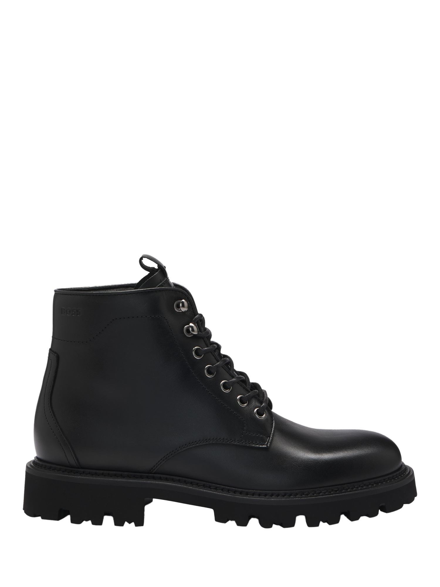 Product image 1 of 5, which shows BOSS Leather Military Boots, Black, 12