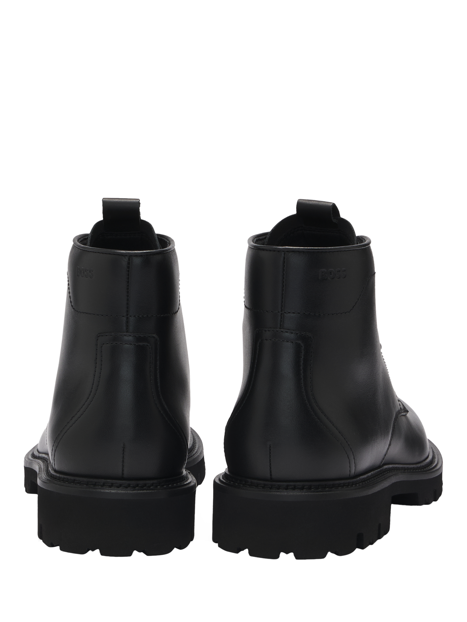Product image 2 of 5, which shows BOSS Leather Military Boots, Black, 12