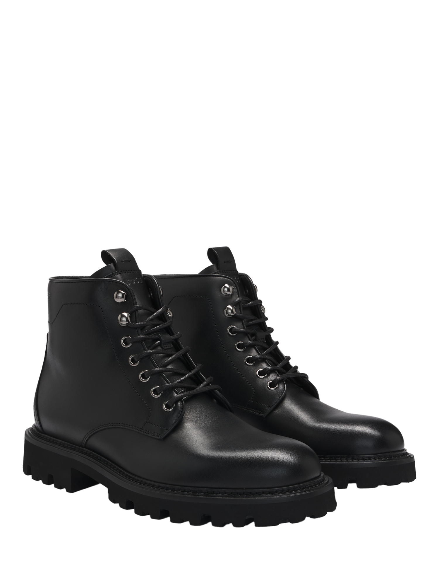 Product image 3 of 5, which shows BOSS Leather Military Boots, Black, 12