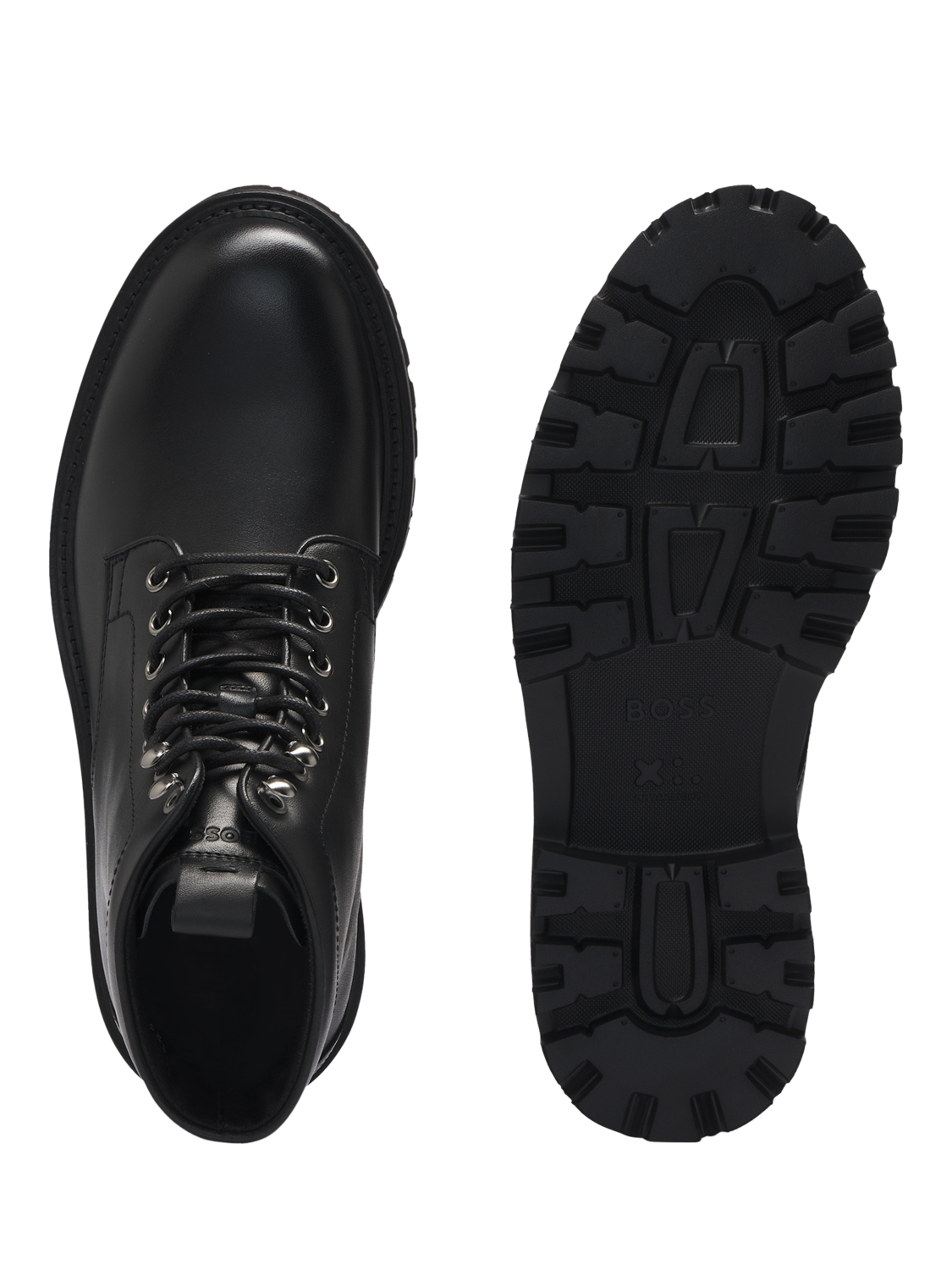Product image 4 of 5, which shows BOSS Leather Military Boots, Black, 12