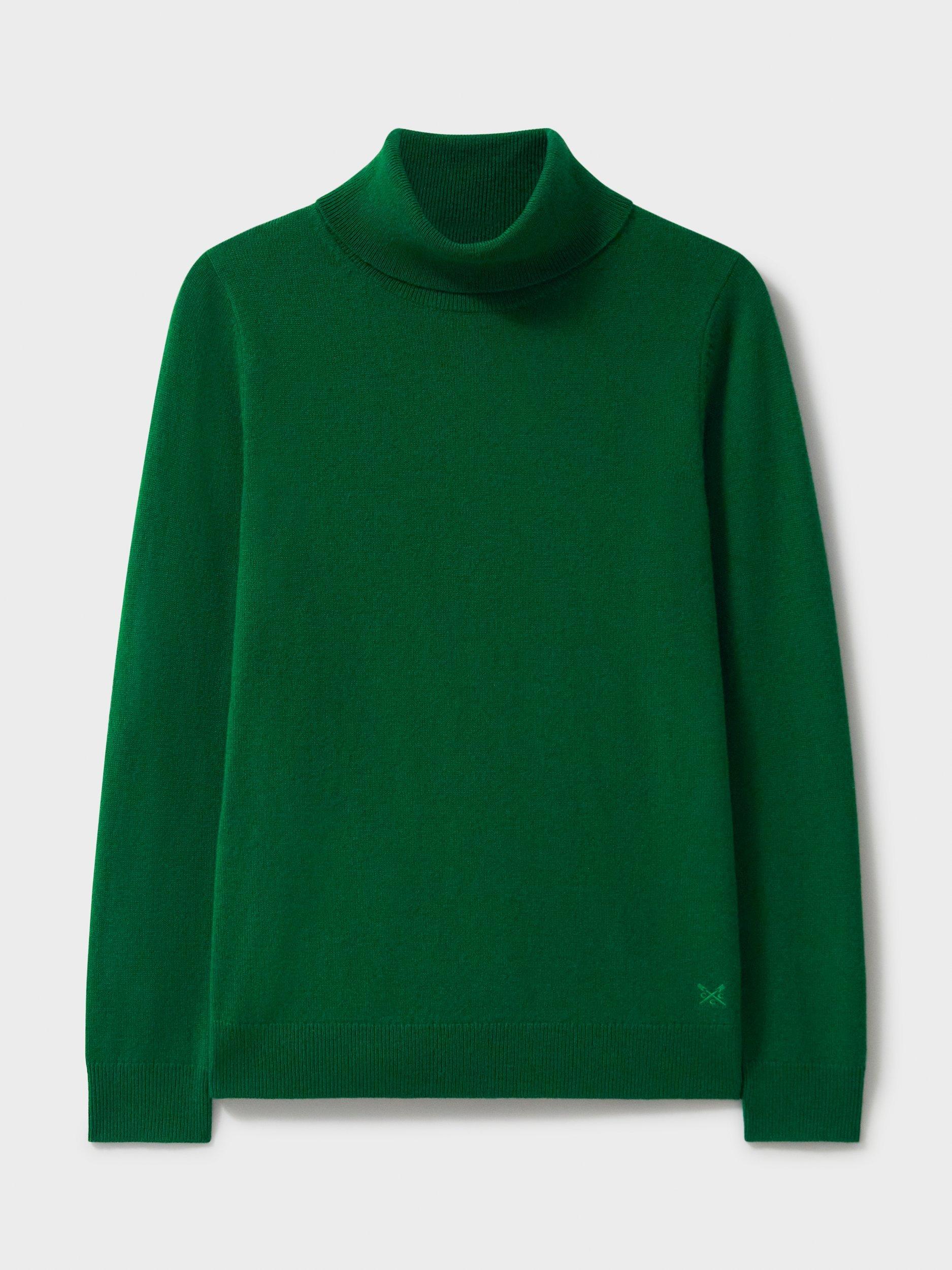 Crew Clothing Roll Neck Wool Cashmere Jumper Emerald Green