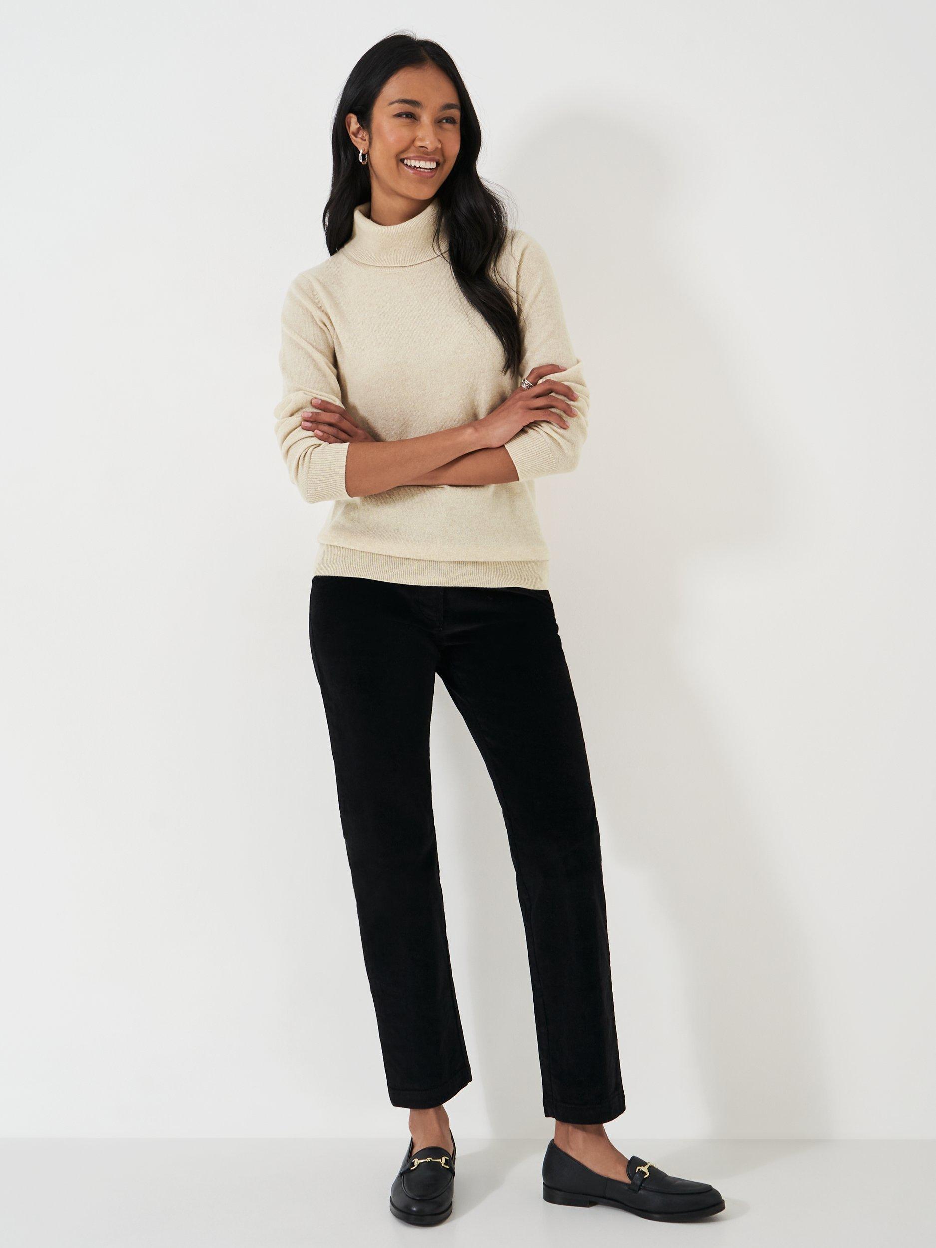 Product image 3 of 5, which shows Crew Clothing Roll Neck Wool Cashmere Jumper, Oatmeal, 8