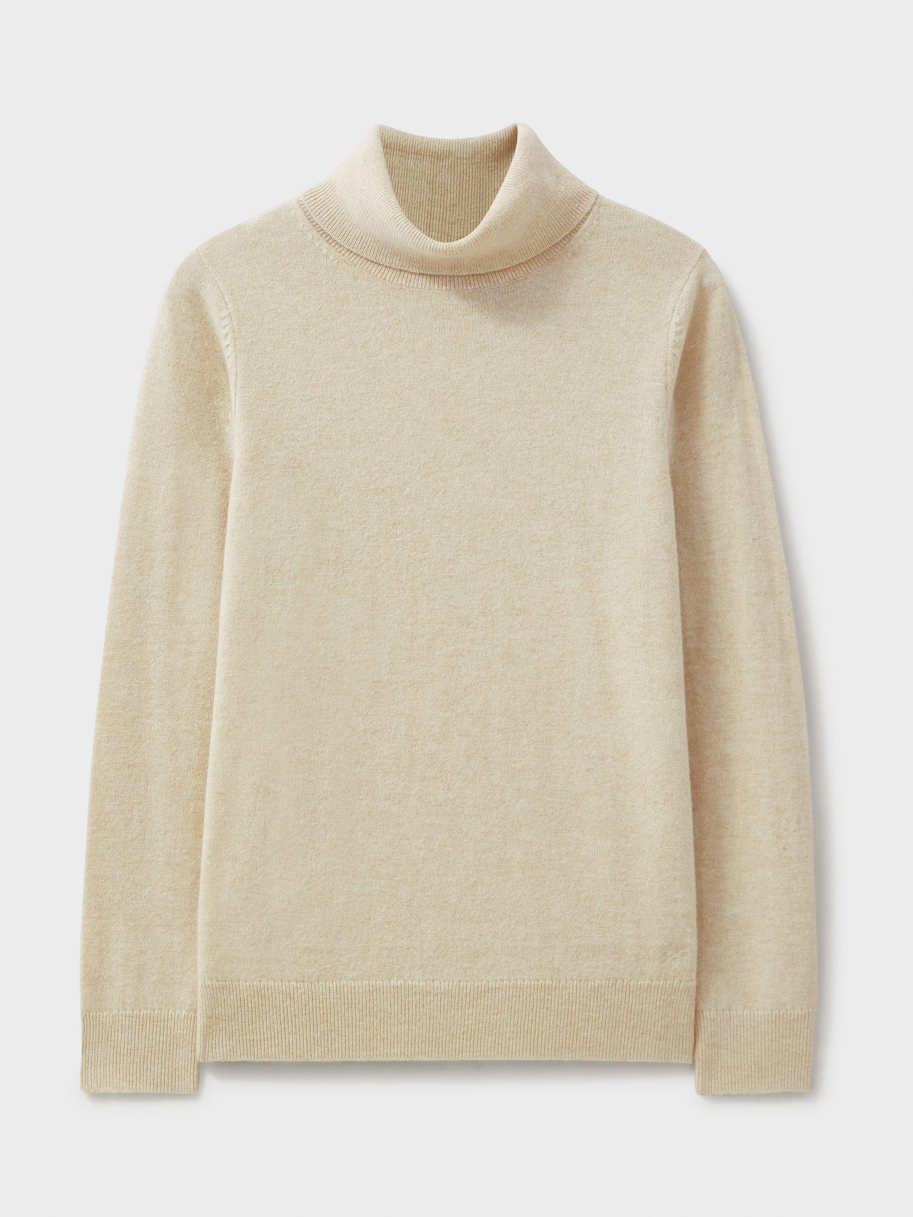 Product image 4 of 5, which shows Crew Clothing Roll Neck Wool Cashmere Jumper, Oatmeal, 8