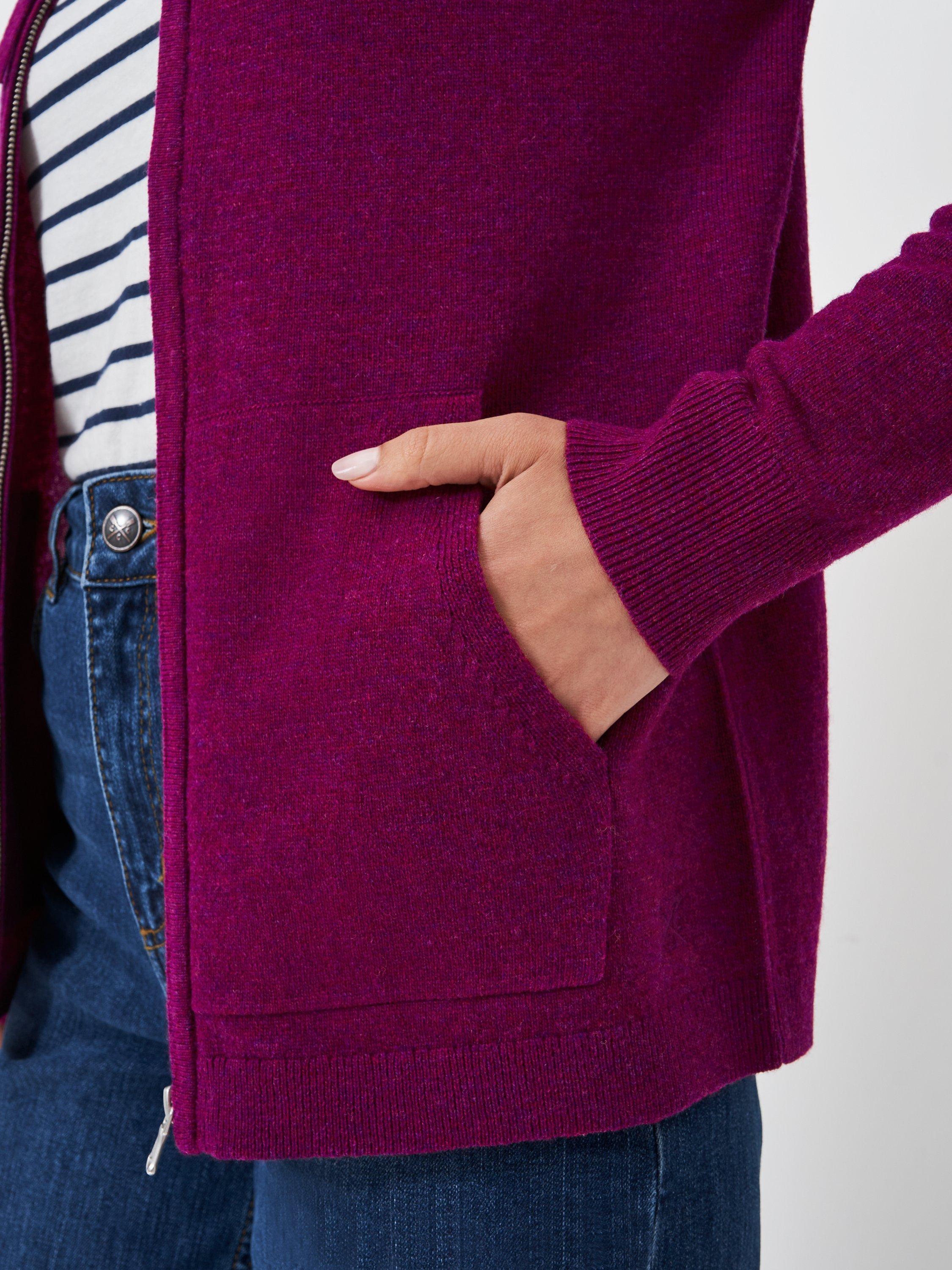 Product image 4 of 5, which shows Crew Clothing Merino Wool Blend Zip Though Hoodie, Red Wine, 8