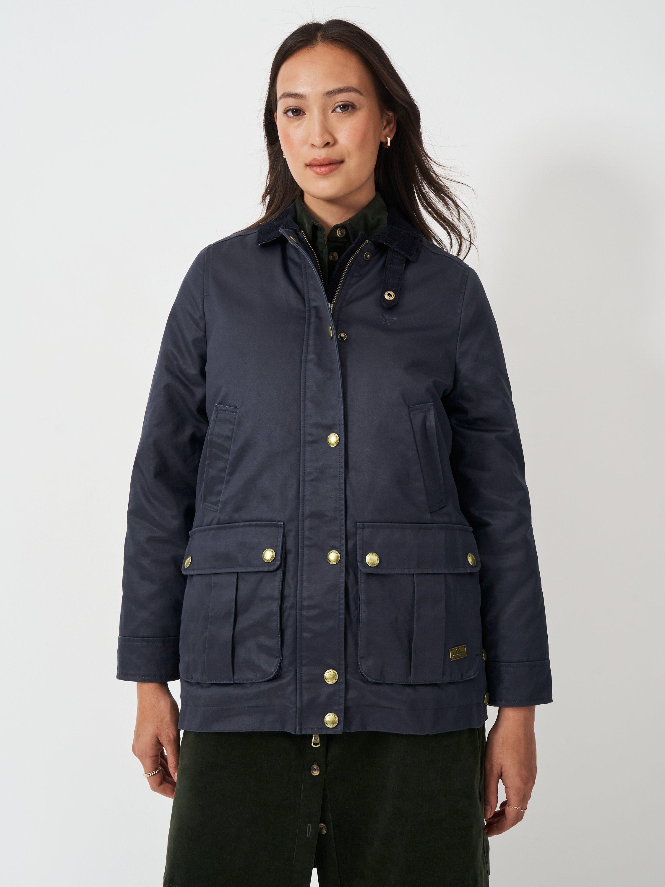 Crew Clothing Wax Jacket Navy Blue