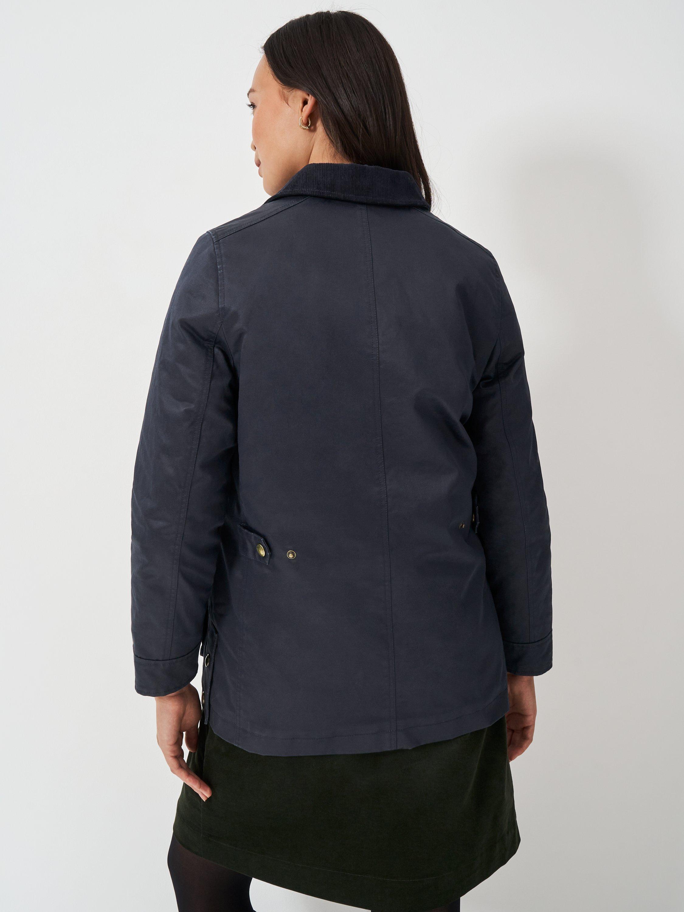 Crew Clothing Wax Jacket Navy Blue