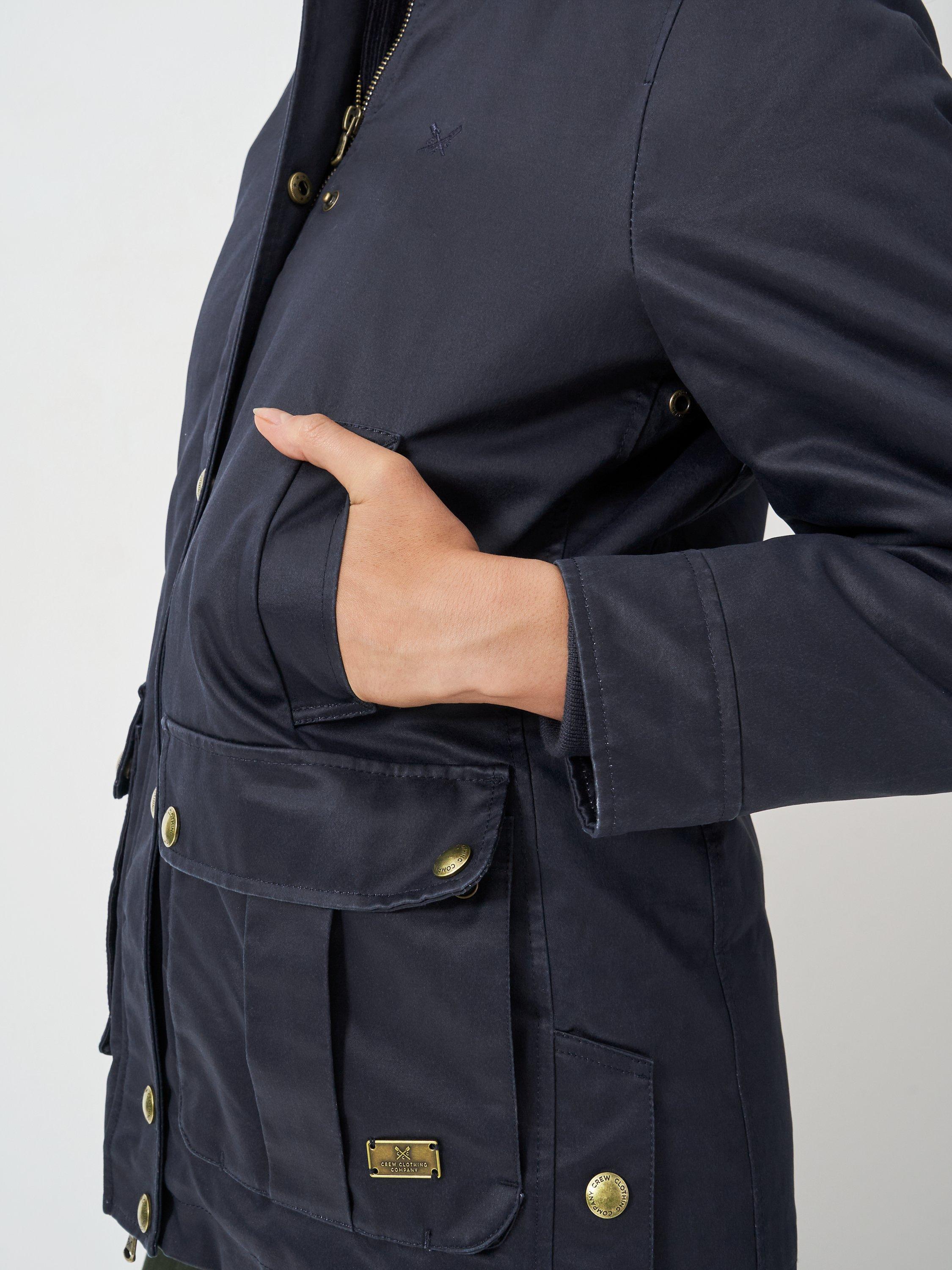 Crew Clothing Wax Jacket Navy Blue