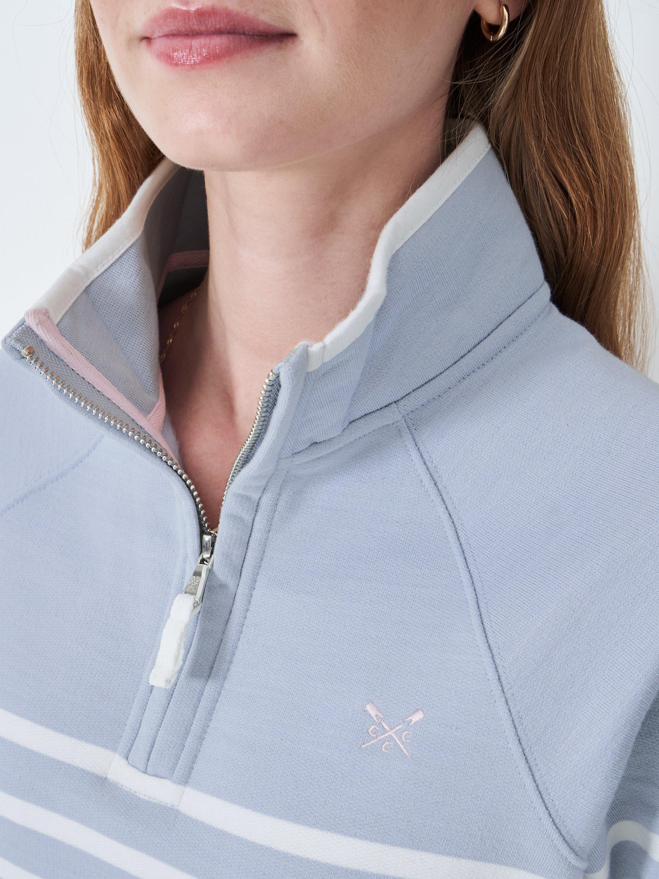 Product image 4 of 5, which shows Crew Clothing Stripe 1/2 Zip Sweatshirt, Blue, 10