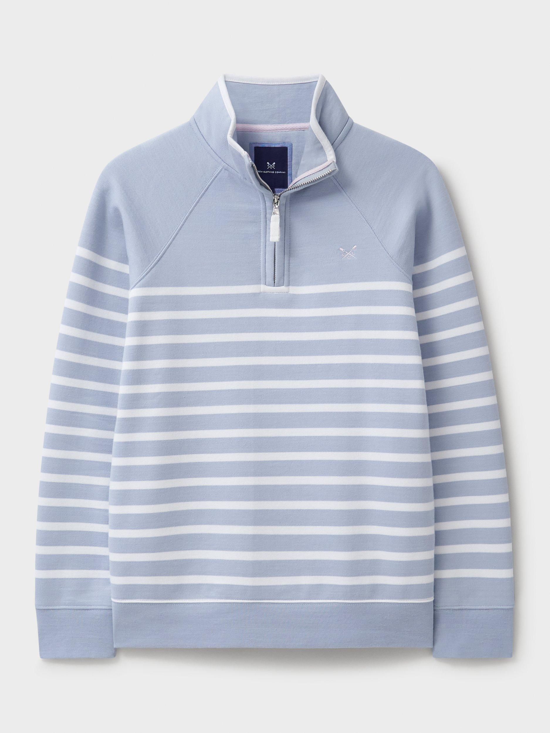 Product image 5 of 5, which shows Crew Clothing Stripe 1/2 Zip Sweatshirt, Blue, 10