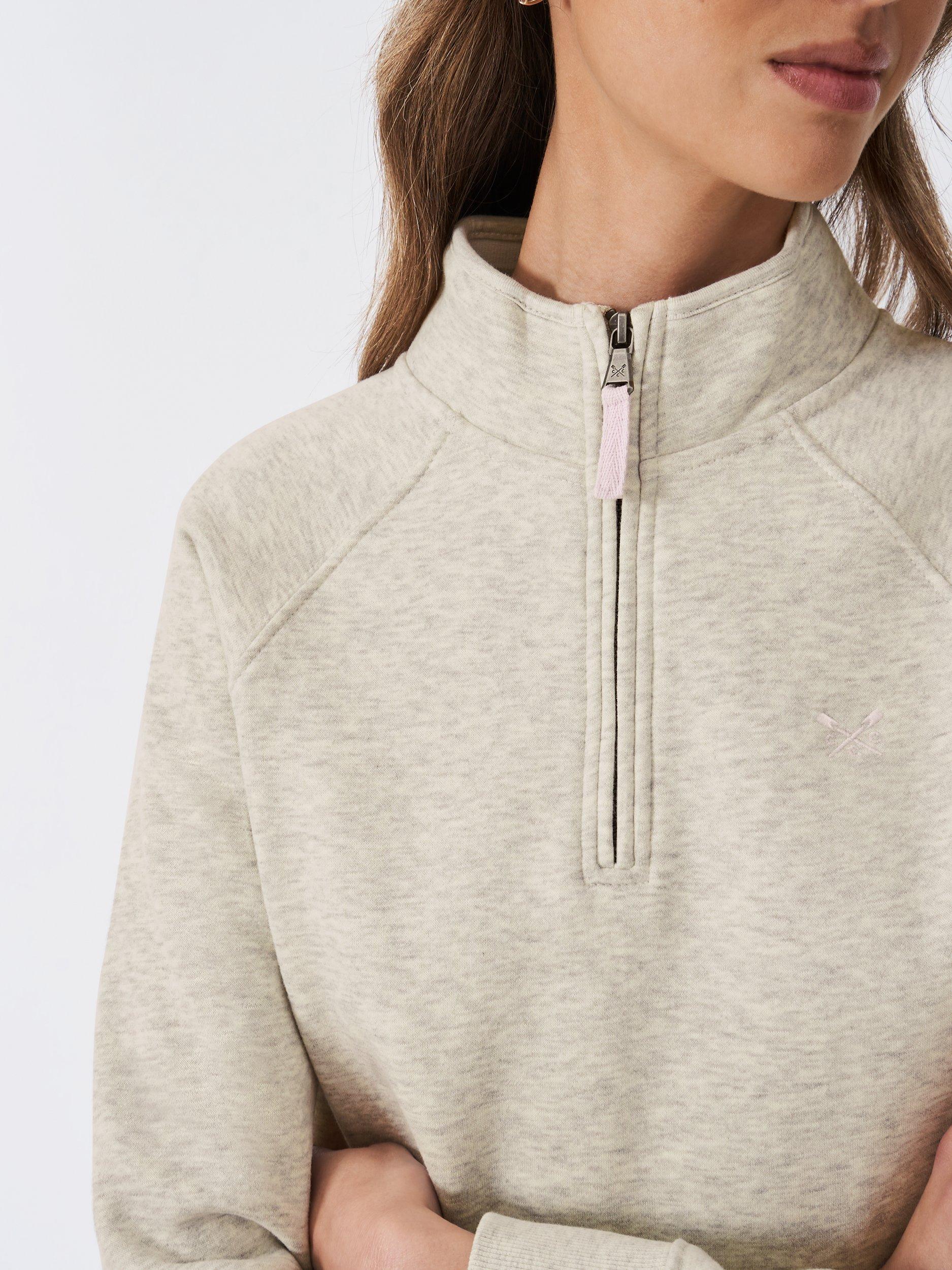 Product image 4 of 5, which shows Crew Clothing 1/2 Zip Sweatshirt, Oatmeal, 8