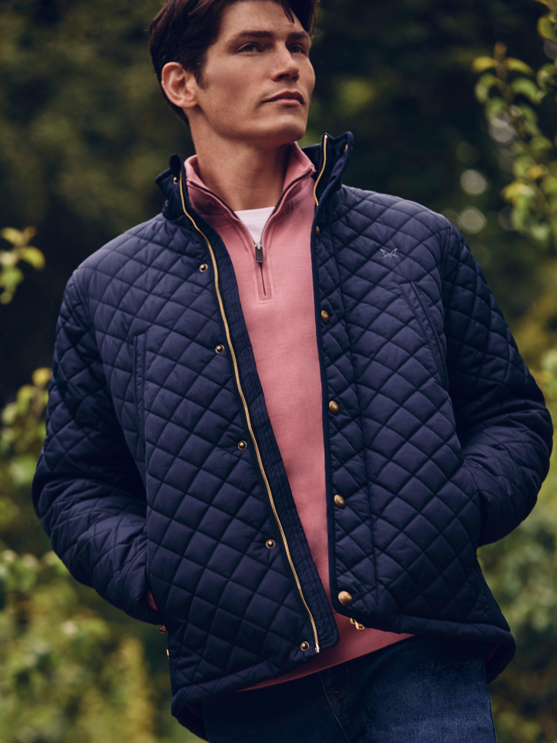 Crew Clothing Diamond Quilted Jacket, Navy Blue