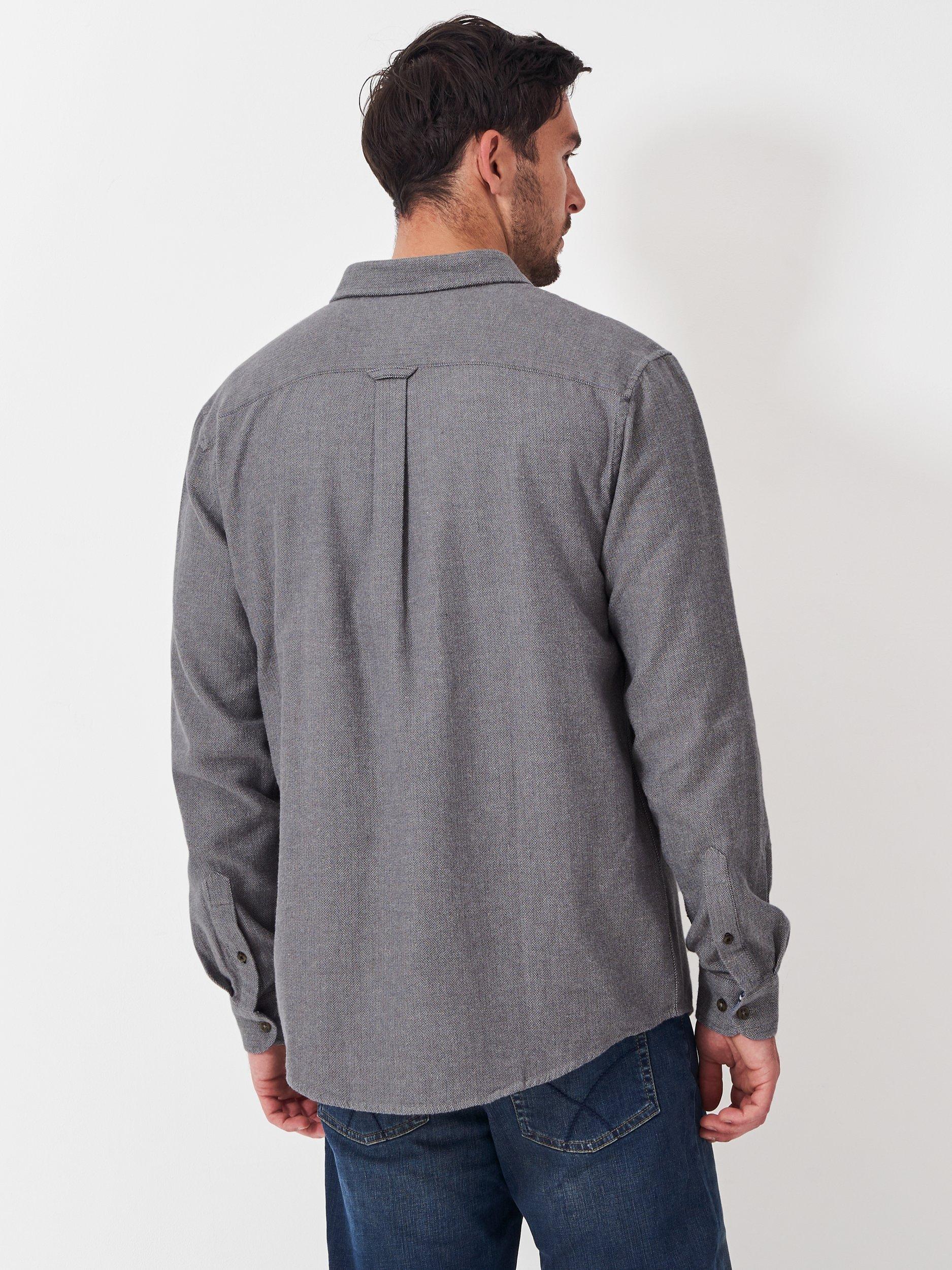 Product image 2 of 5, which shows Crew Clothing Cotton Regular Fit Herringbone Shirt, Black/Multi, L
