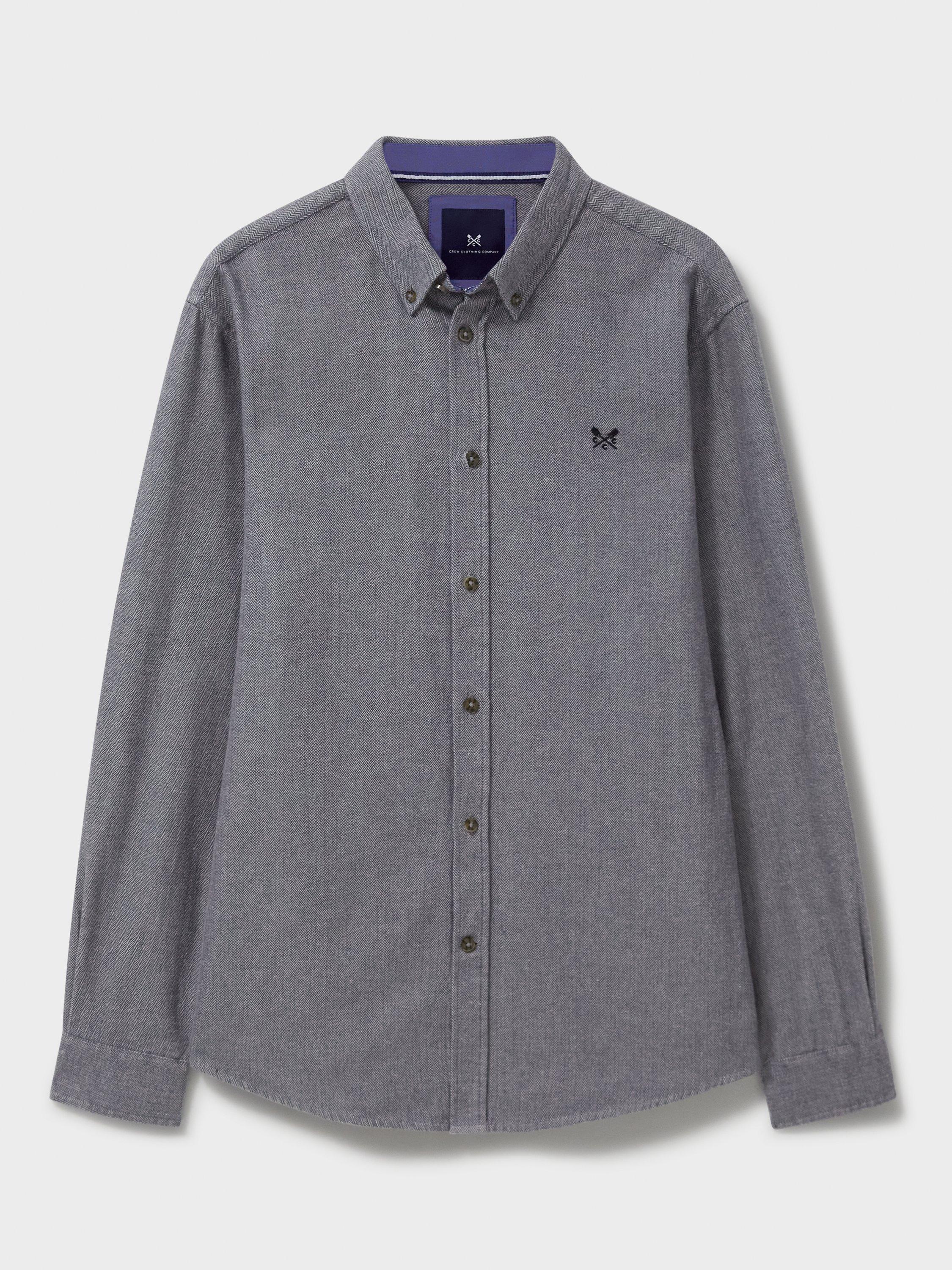 Product image 5 of 5, which shows Crew Clothing Cotton Regular Fit Herringbone Shirt, Black/Multi, L