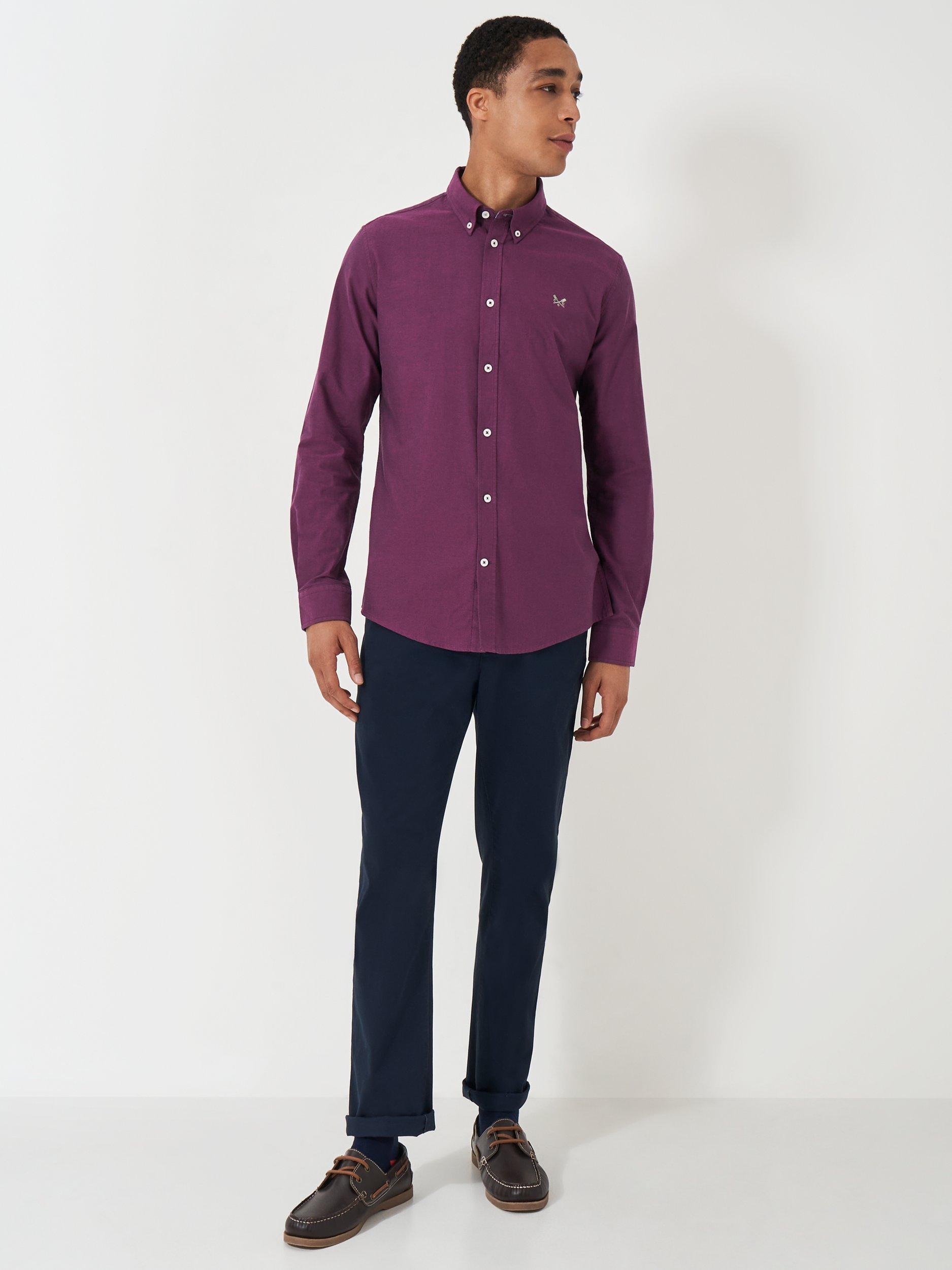 Product image 3 of 5, which shows Crew Clothing Slim Fit Shirt, Dark Red, L