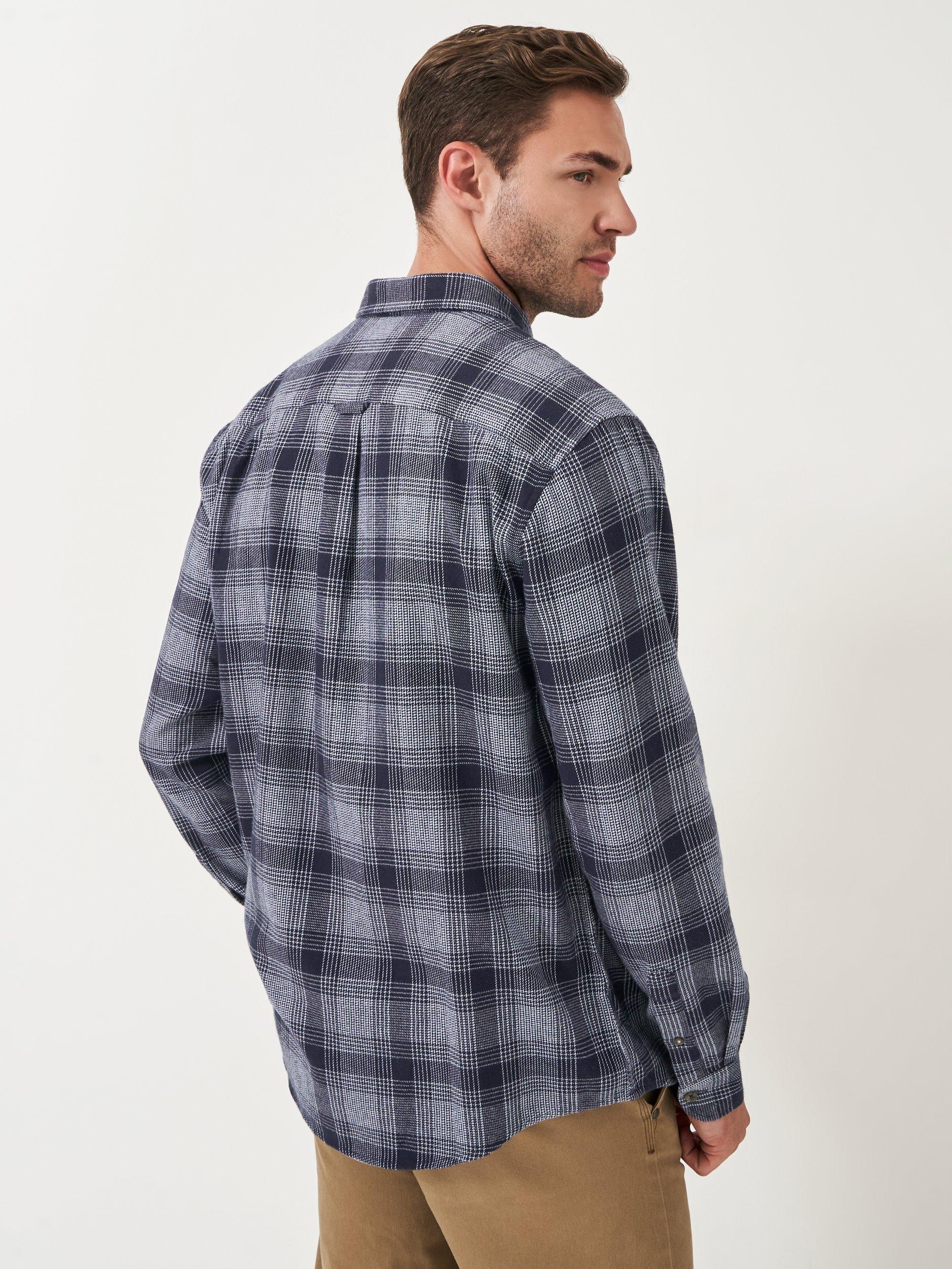 Product image 3 of 6, which shows Crew Clothing Cotton Regular Fit Check Flannel Shirt, Blue/Multi, L