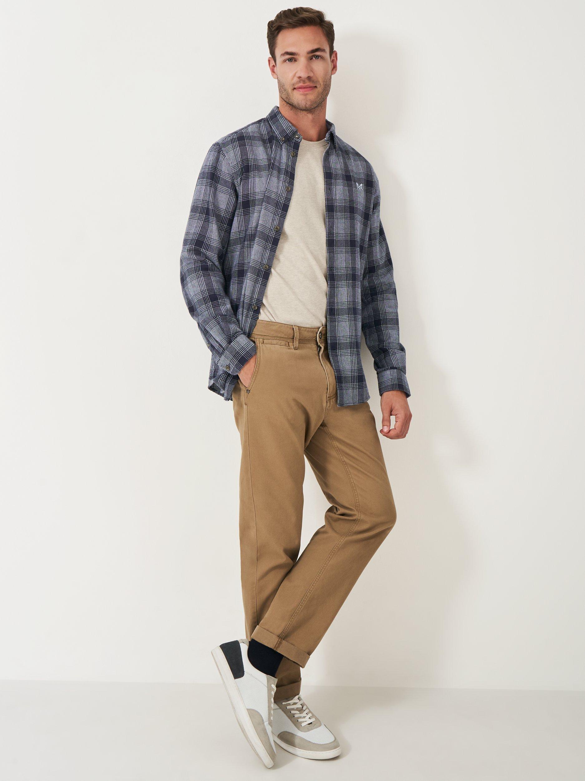 Product image 4 of 6, which shows Crew Clothing Cotton Regular Fit Check Flannel Shirt, Blue/Multi, L