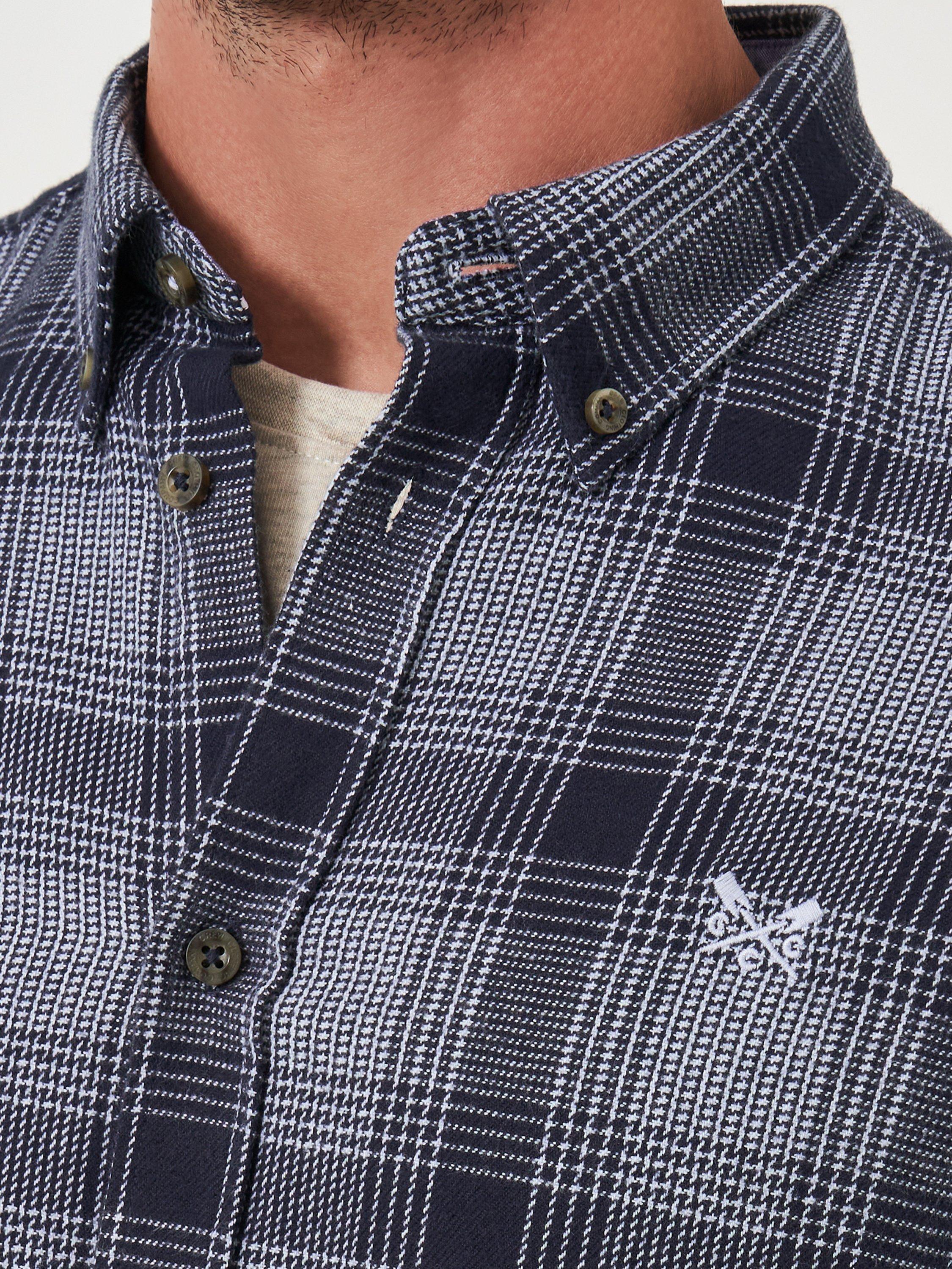 Product image 5 of 6, which shows Crew Clothing Cotton Regular Fit Check Flannel Shirt, Blue/Multi, L