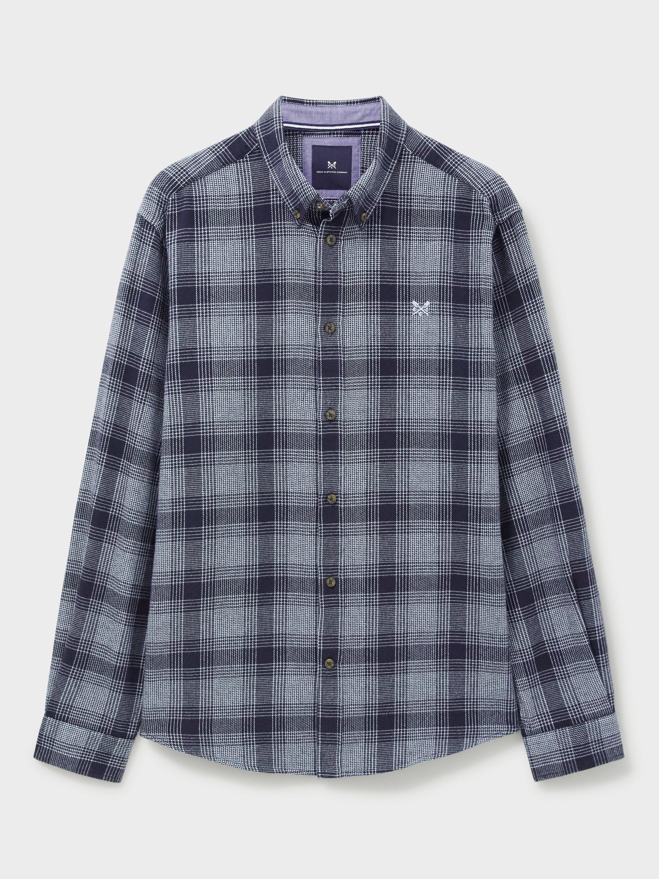 Product image 6 of 6, which shows Crew Clothing Cotton Regular Fit Check Flannel Shirt, Blue/Multi, L