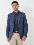 Crew Clothing Wool Blend Windowpane Check Blazer, Blue