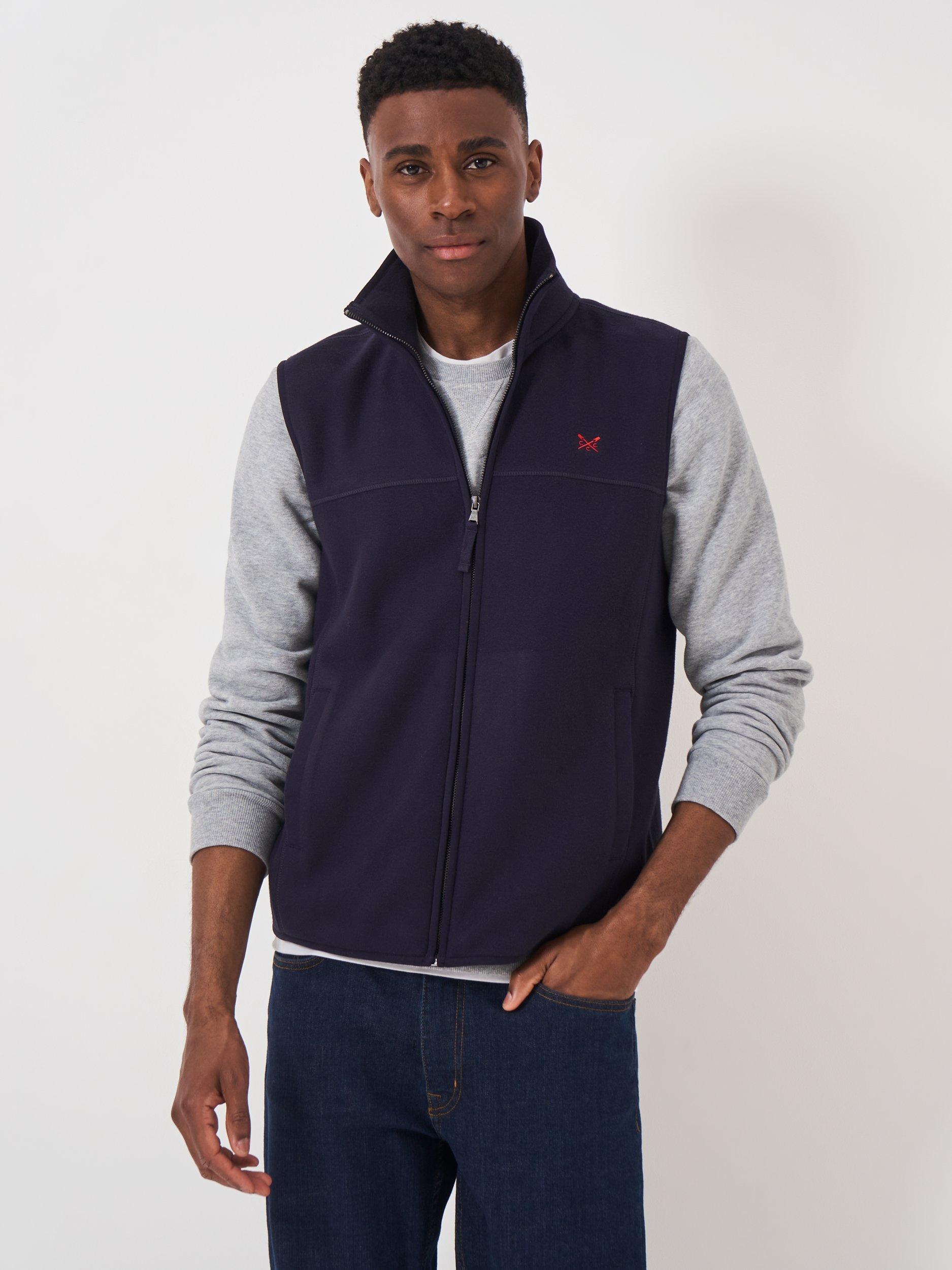 Product image 1 of 5, which shows Crew Clothing Aldringham Fleece Gilet, Navy Blue, L