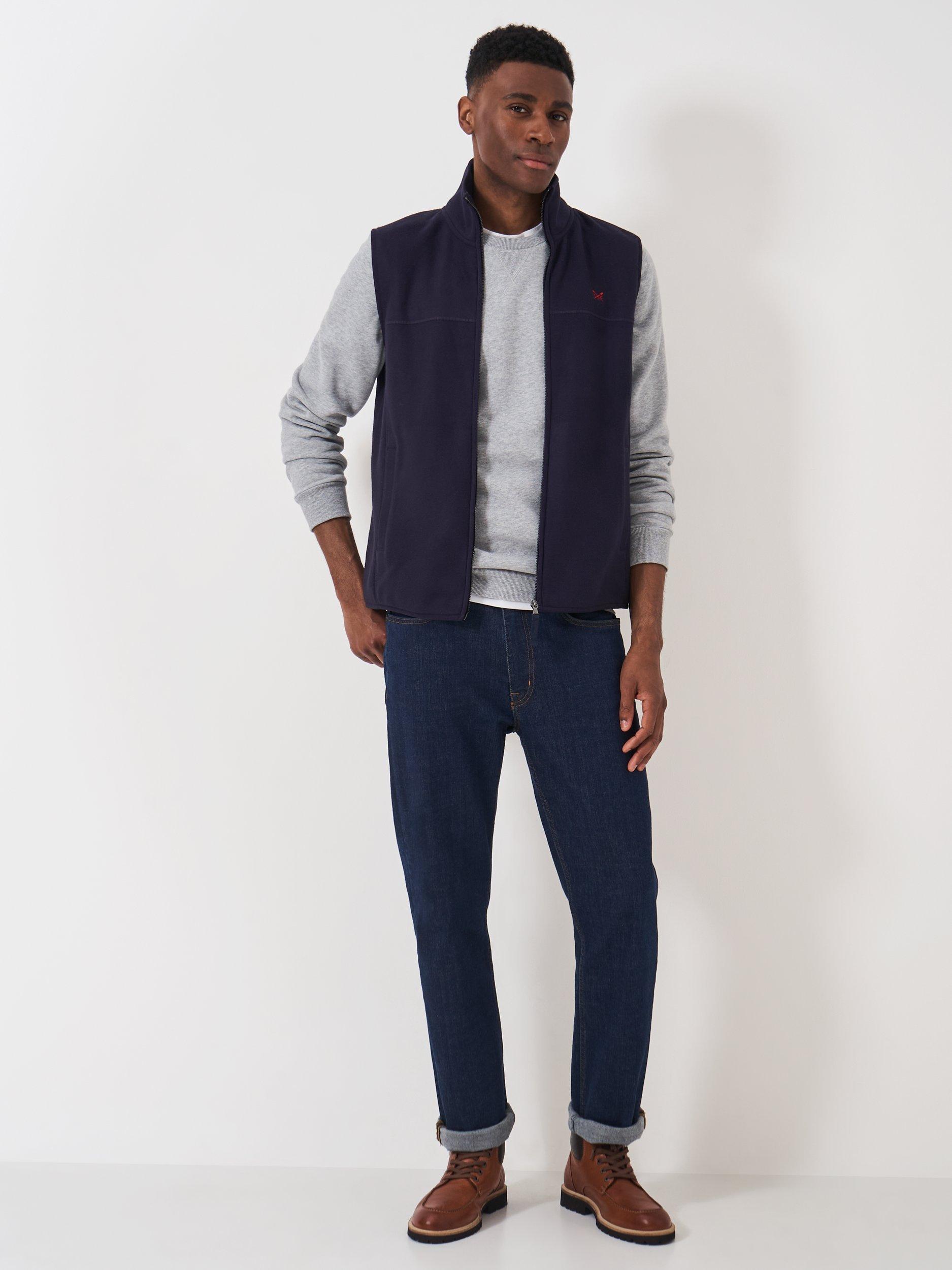 Product image 3 of 5, which shows Crew Clothing Aldringham Fleece Gilet, Navy Blue, L
