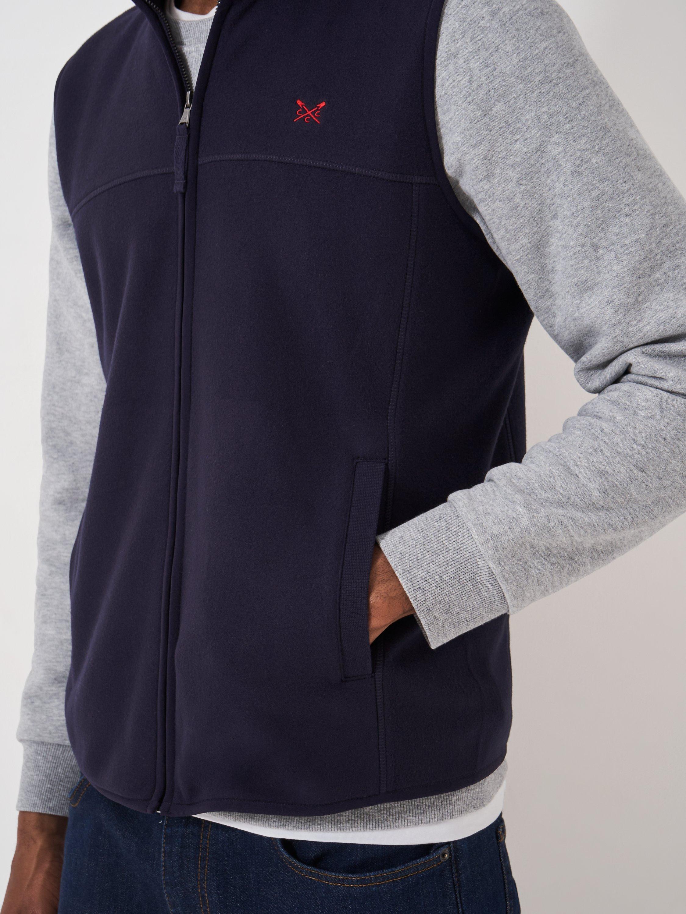 Product image 5 of 5, which shows Crew Clothing Aldringham Fleece Gilet, Navy Blue, L