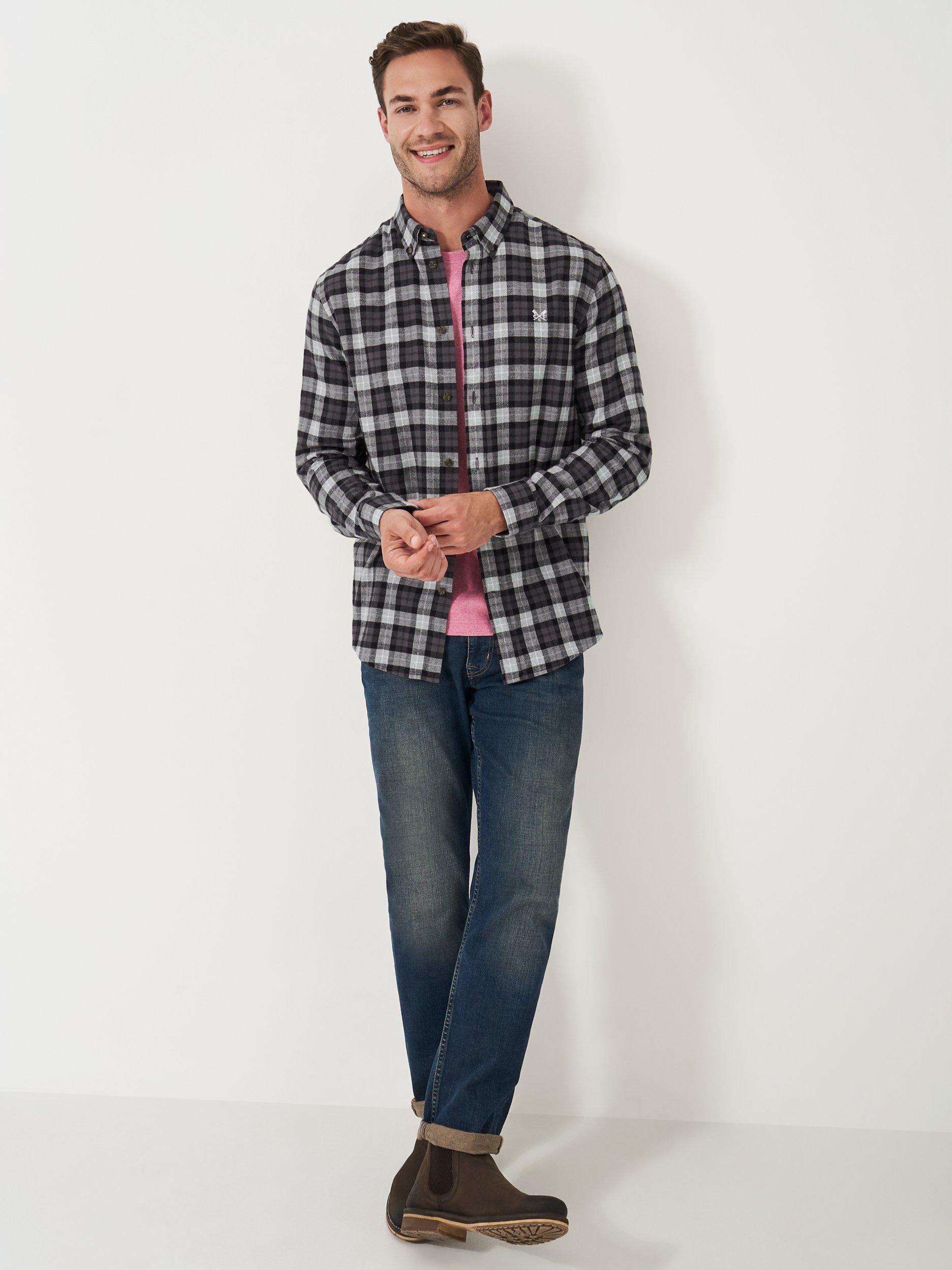 Product image 2 of 5, which shows Crew Clothing Cotton Regular Fit Blackwatch Check Shirt, Grey/Multi, M