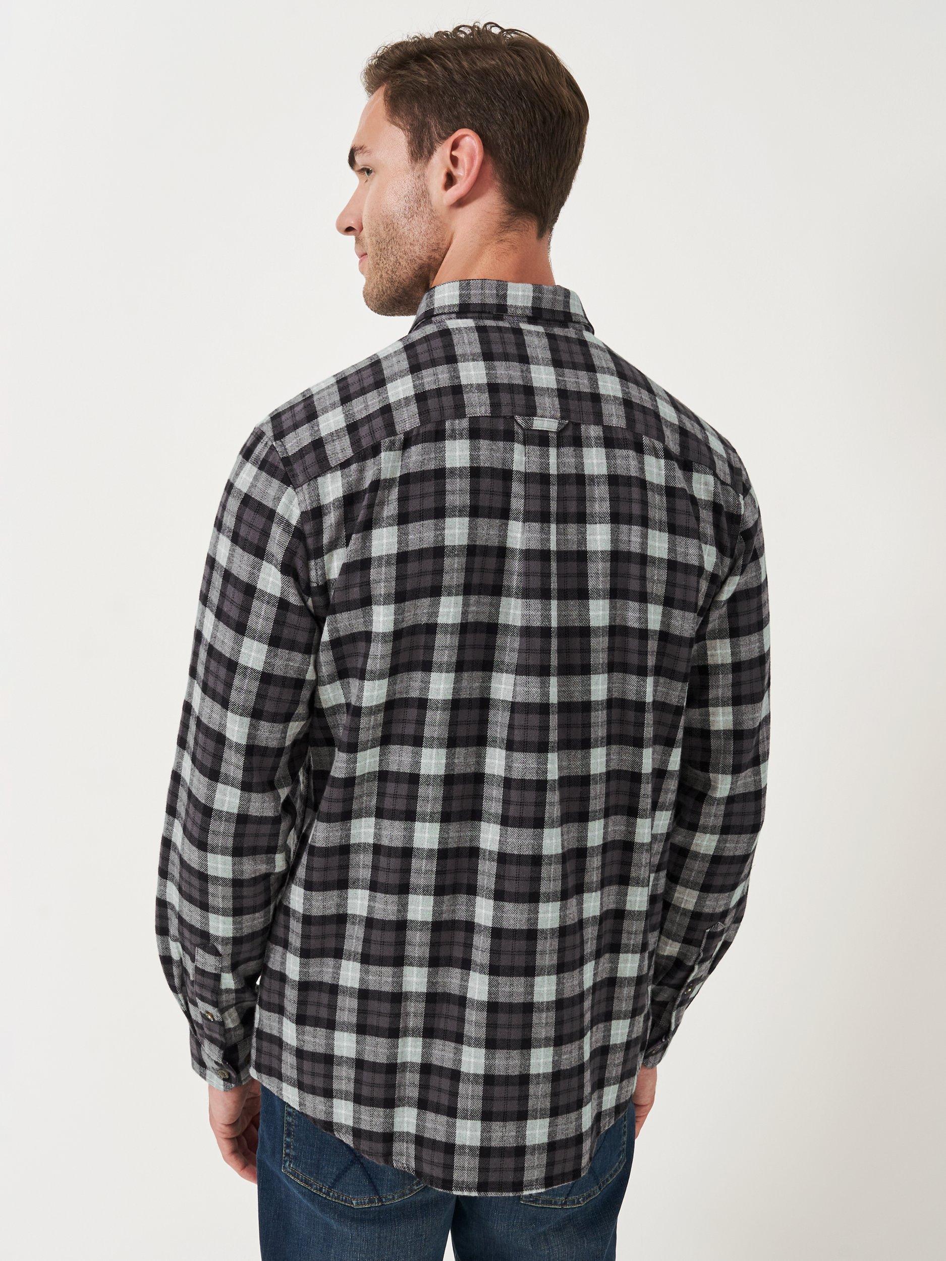 Product image 3 of 5, which shows Crew Clothing Cotton Regular Fit Blackwatch Check Shirt, Grey/Multi, M