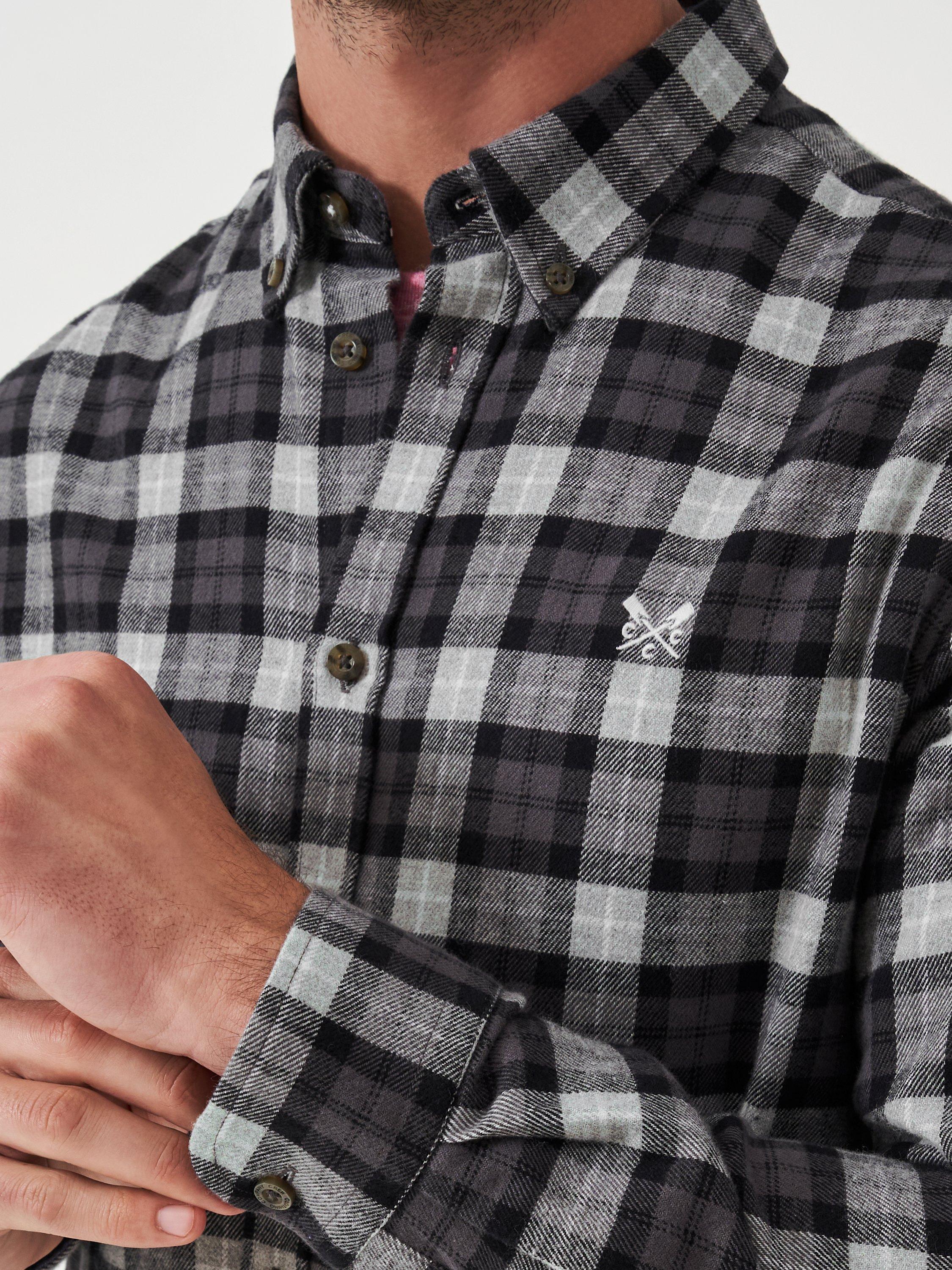 Product image 4 of 5, which shows Crew Clothing Cotton Regular Fit Blackwatch Check Shirt, Grey/Multi, M