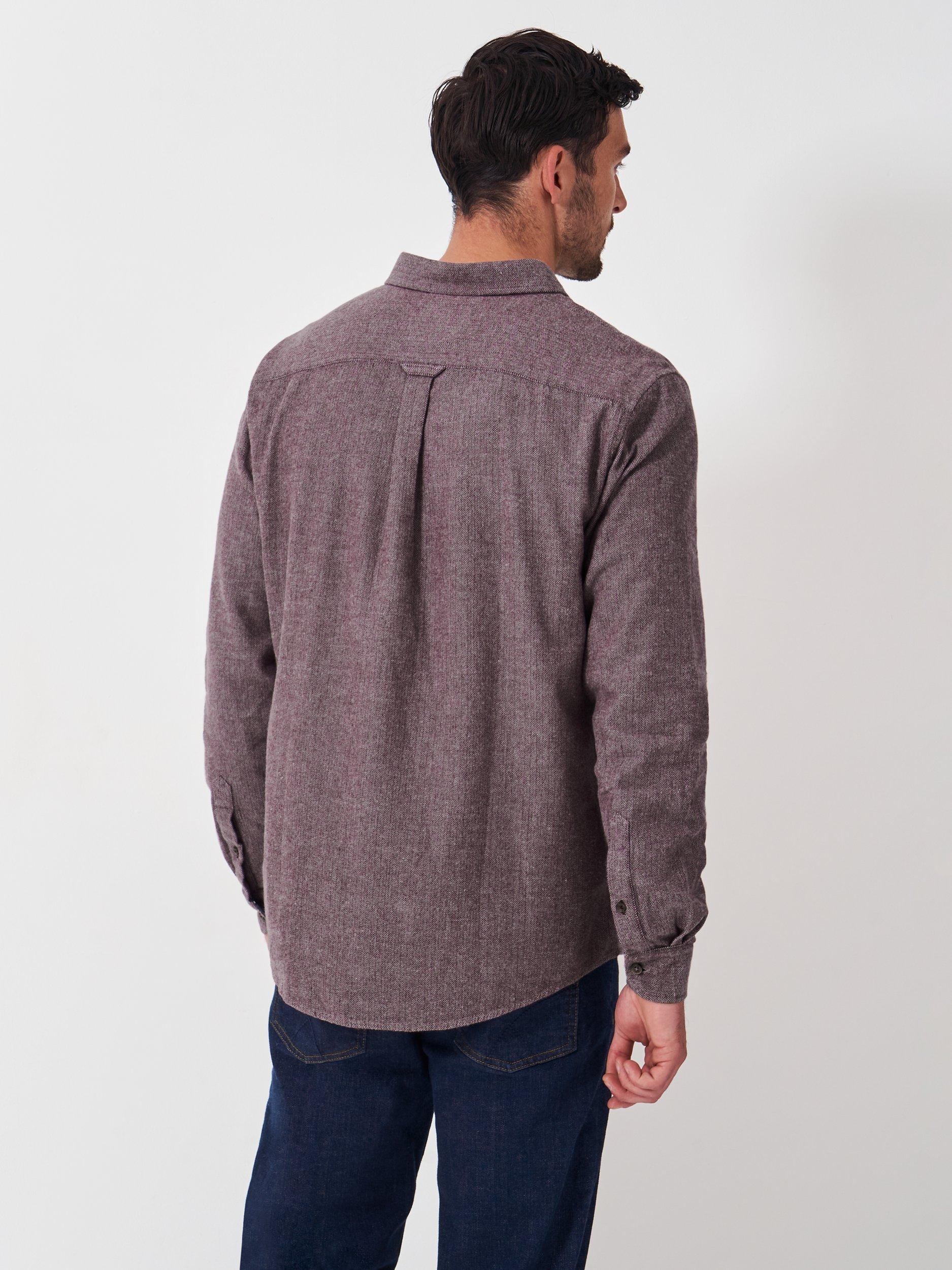 Product image 2 of 5, which shows Crew Clothing Cotton Regular Fit Herringbone Shirt, Red/Multi, XS