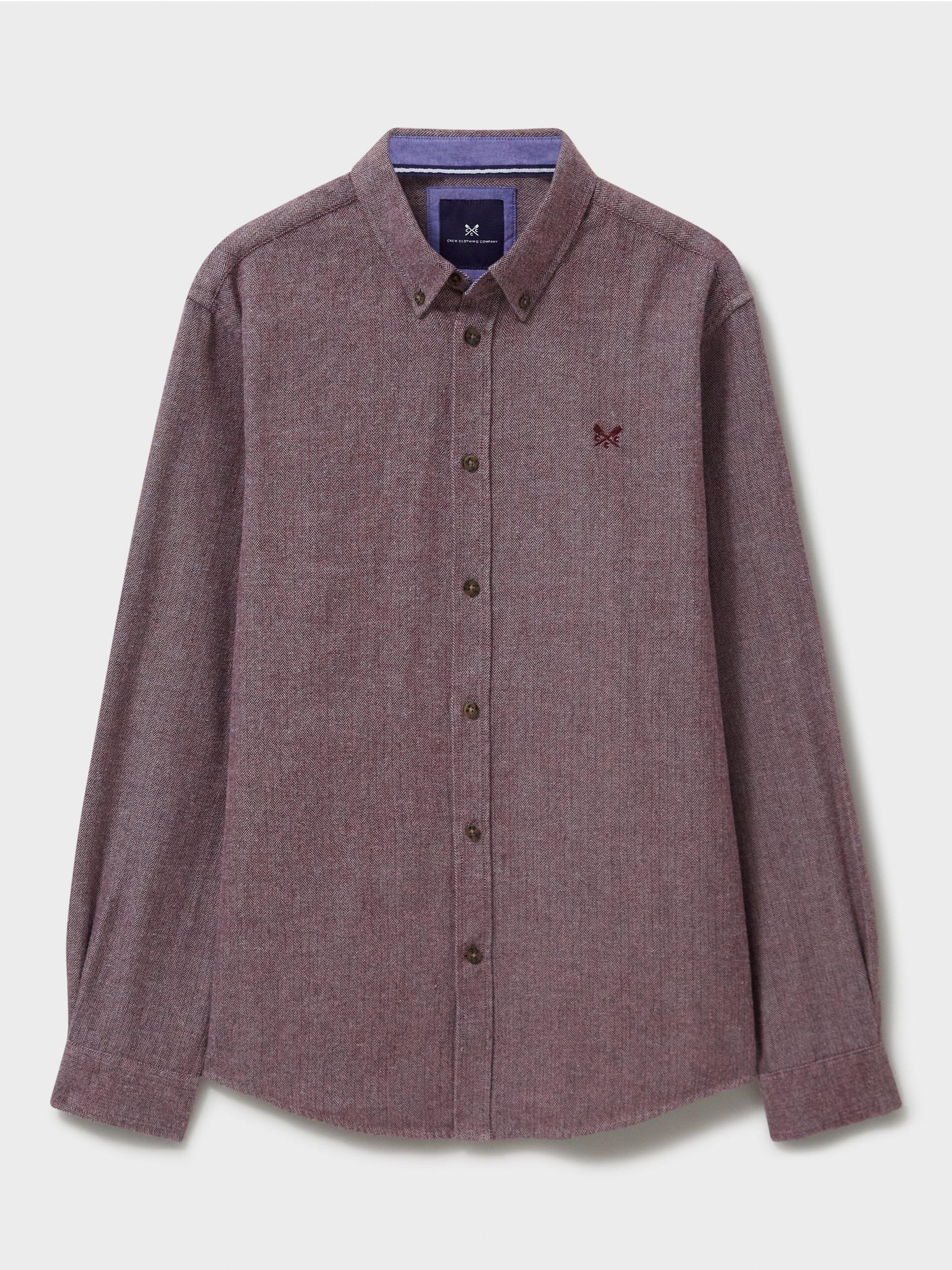 Product image 5 of 5, which shows Crew Clothing Cotton Regular Fit Herringbone Shirt, Red/Multi, XS