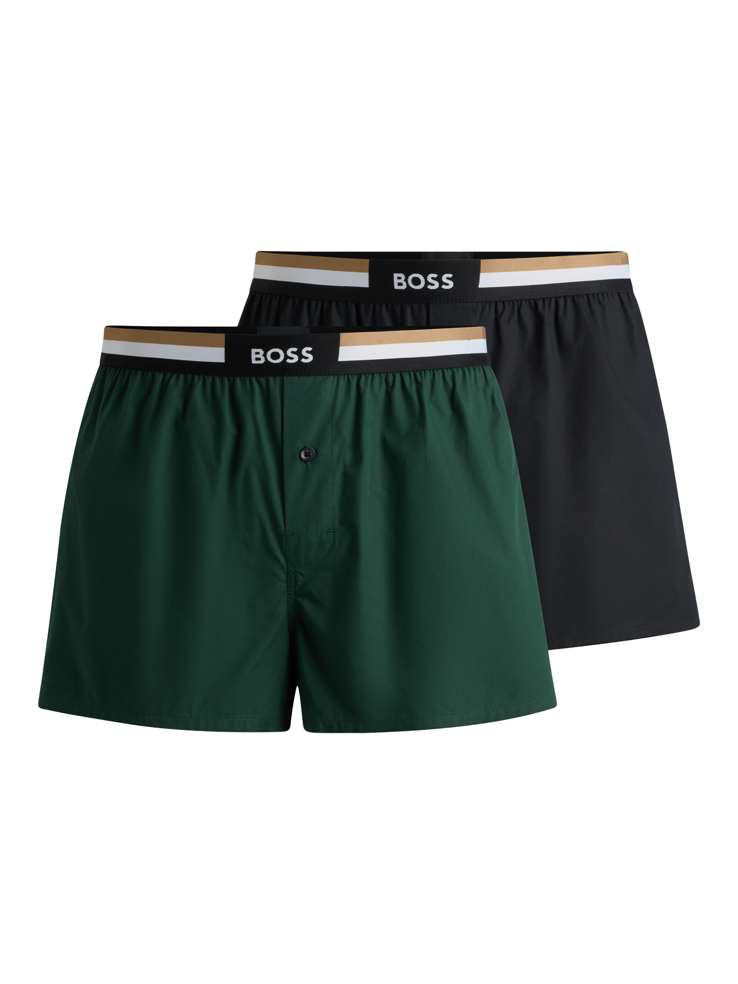 BOSS Cotton Trunks, Pack of 2, Open Green