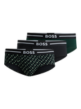 HUGO BOSS Briefs, Pack of 3, Black/Dark Green/Polka Dot