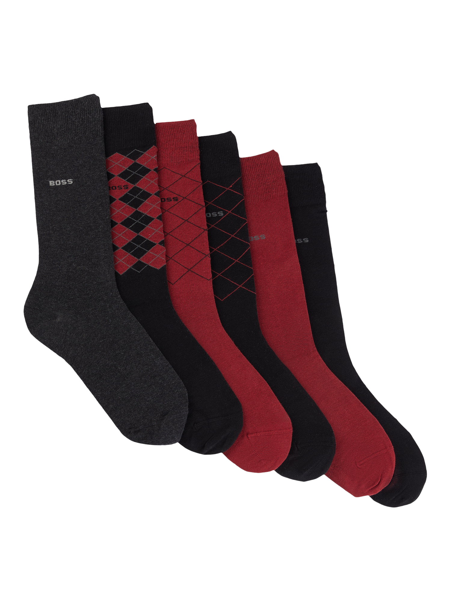 BOSS Cotton Blend Socks, Pack of 6, Multi