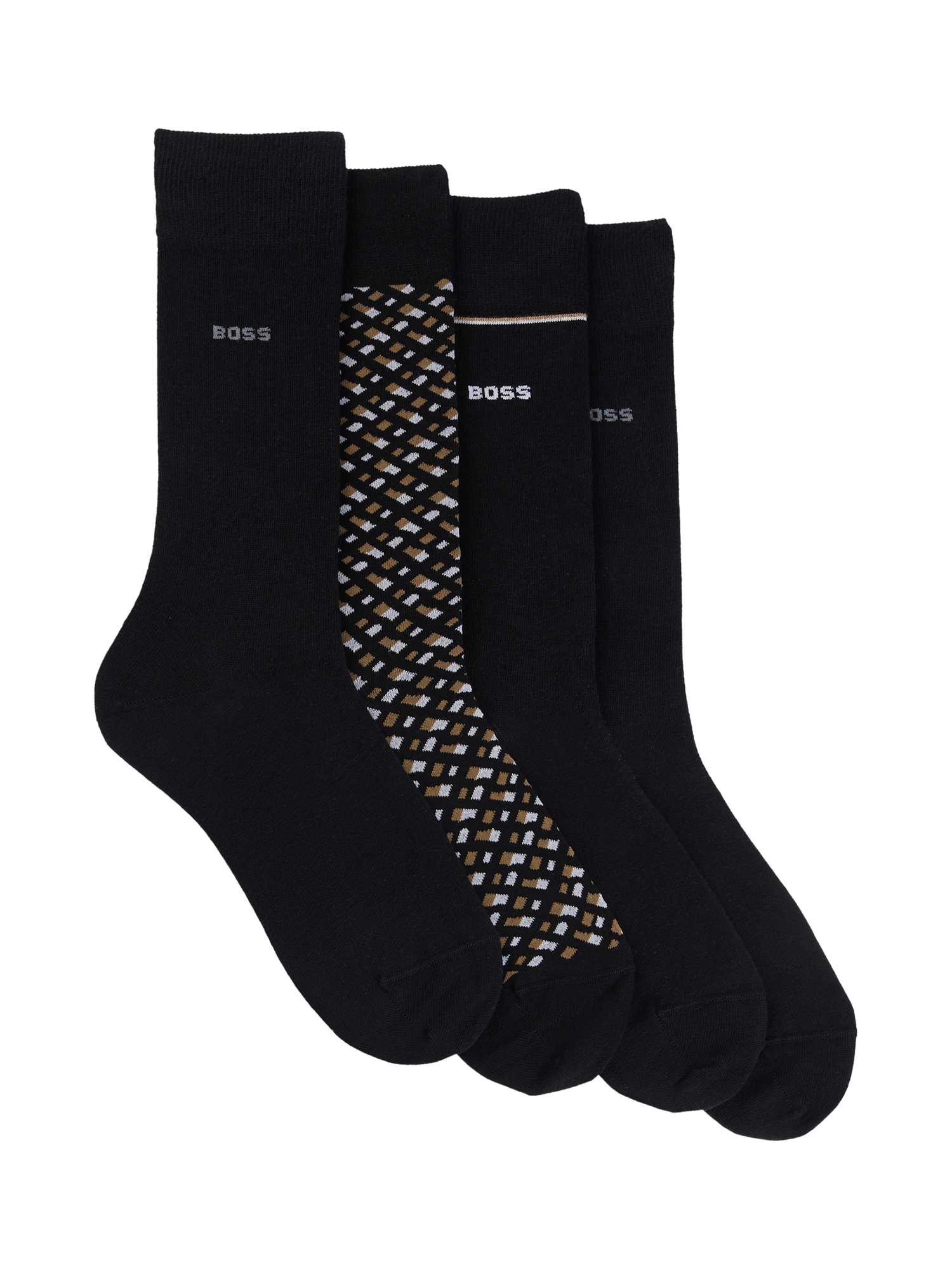 BOSS Cotton Blend Socks, Pack of 4, Black