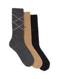 BOSS Plain & Pattern Socks Gift Set, Pack of 3, Black/Camel/Grey