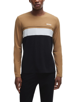 HUGO BOSS Contrast Piped Long Sleeve Lounge Top, Black, Black
